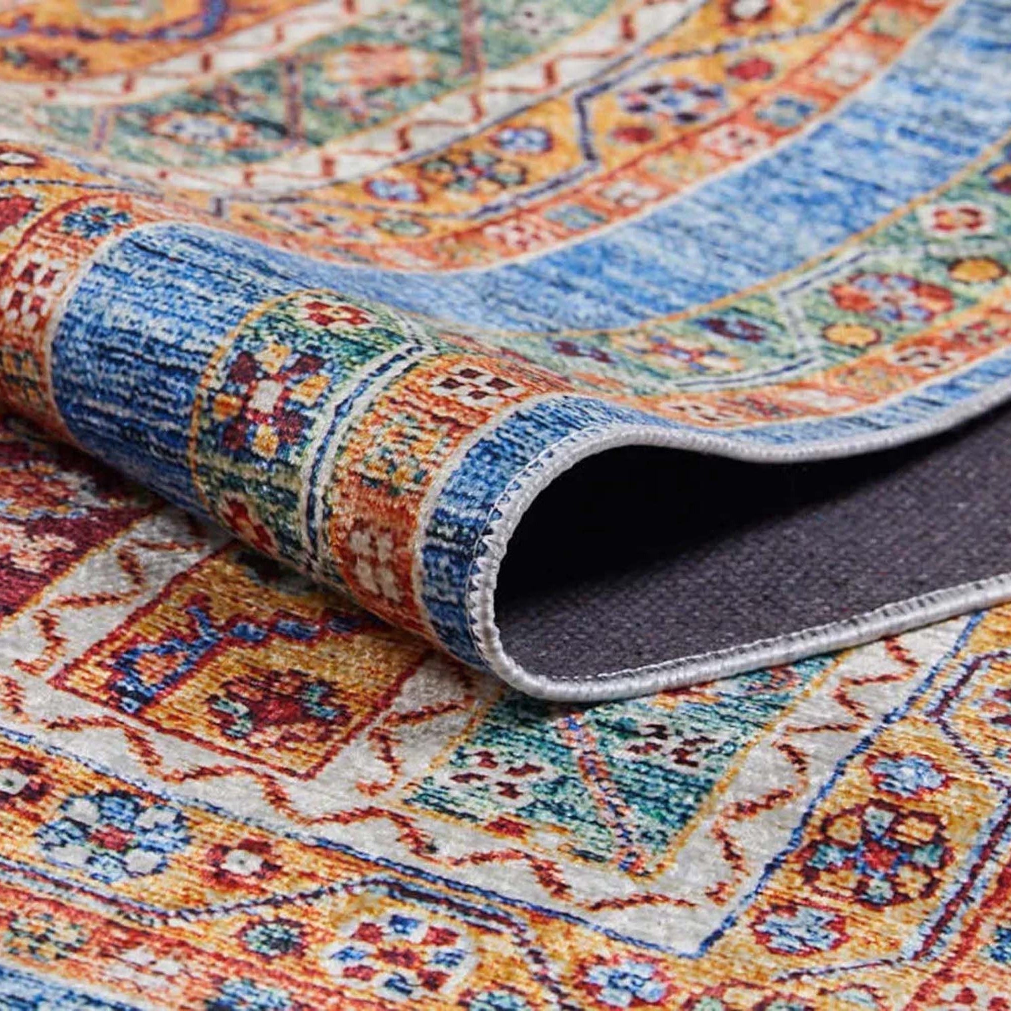 Landa Turkish Kilim Orange Blue Rug