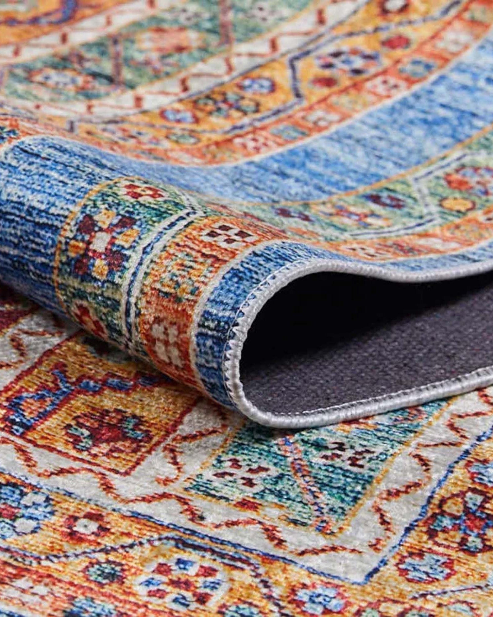 Landa Turkish Kilim Orange Blue Rug