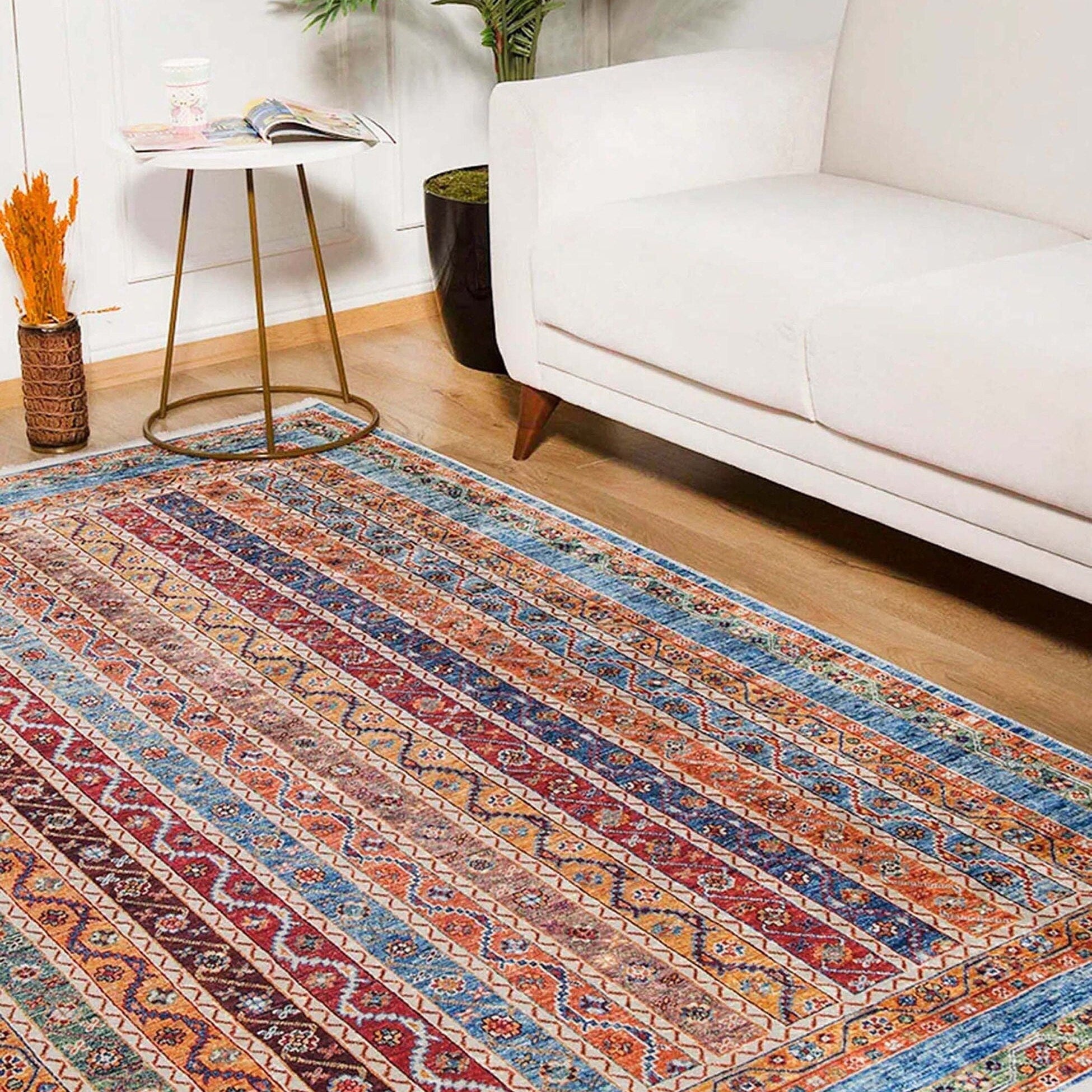 Landa Turkish Kilim Orange Blue Rug
