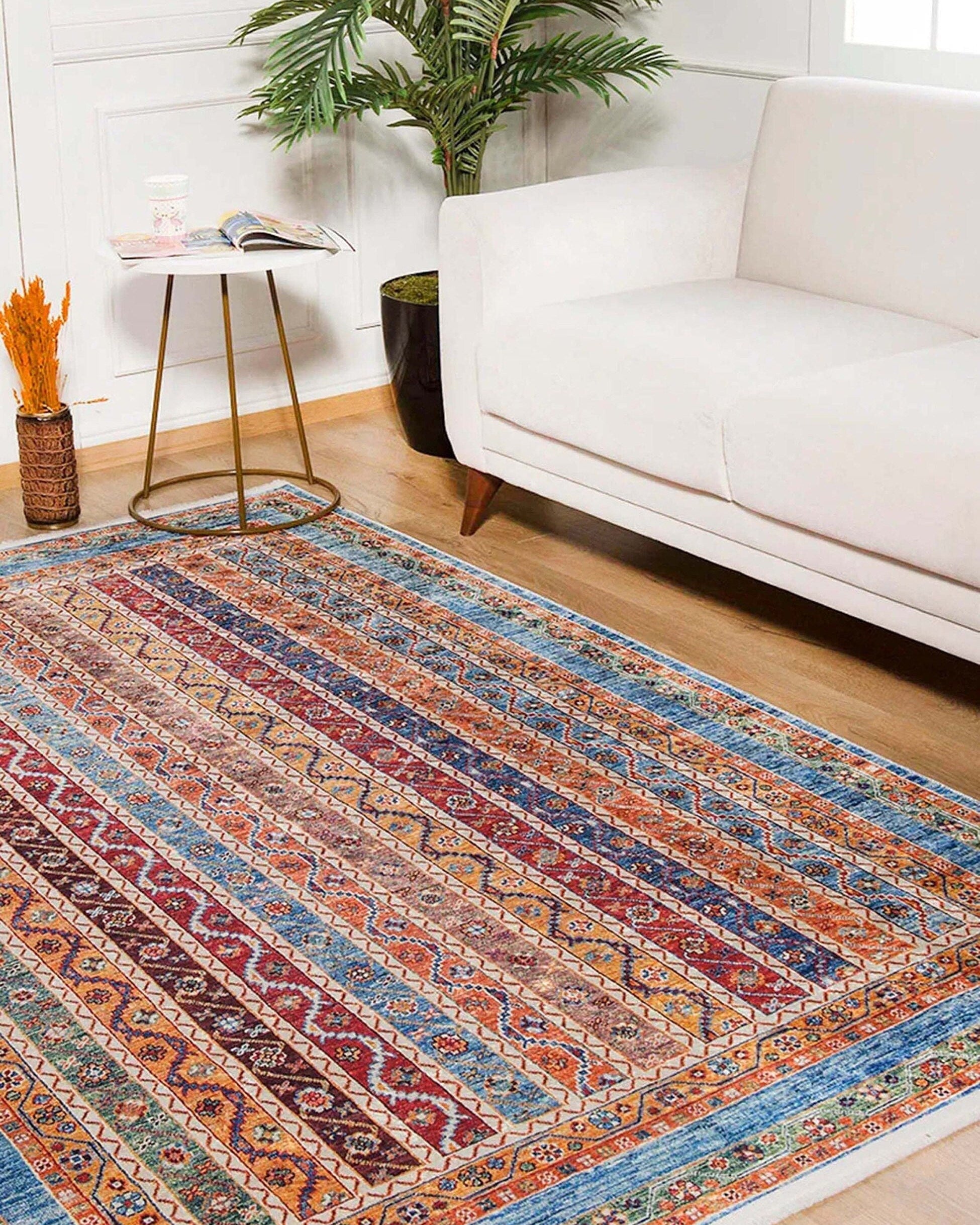 Landa Turkish Kilim Orange Blue Rug