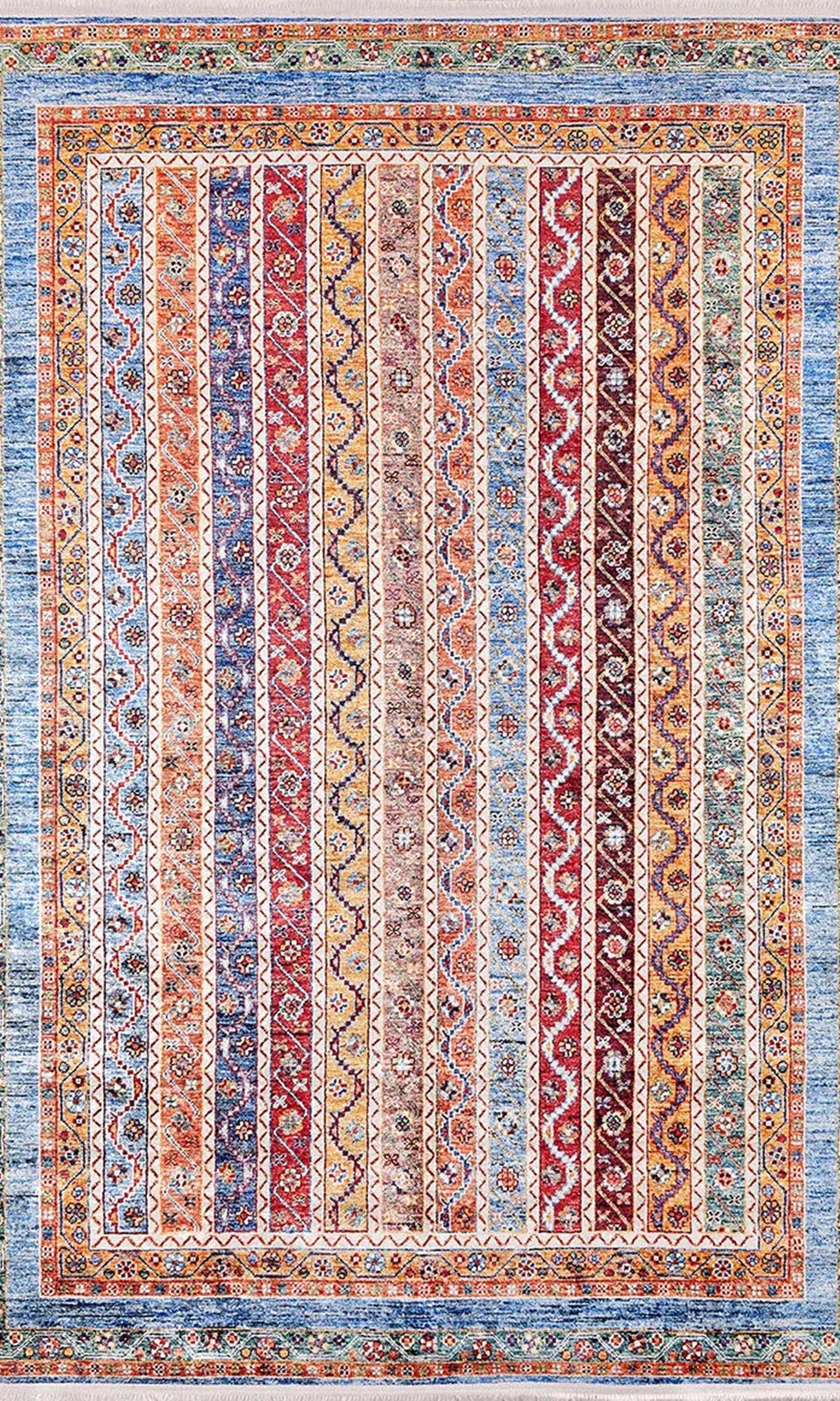 Landa Turkish Kilim Orange Blue Rug