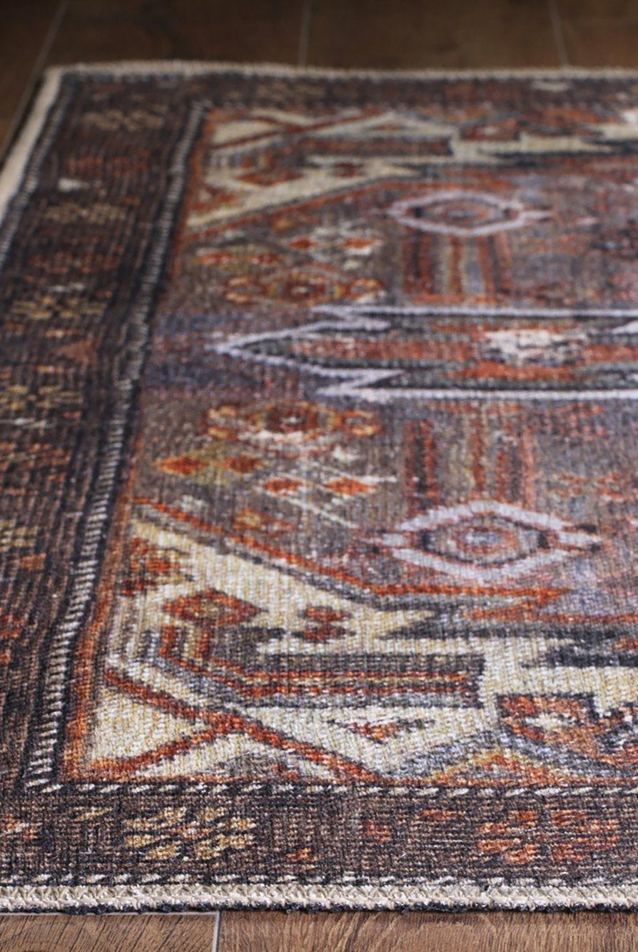 Laysa Rug Turkish Oriental Rustic Tribal Brown Rug