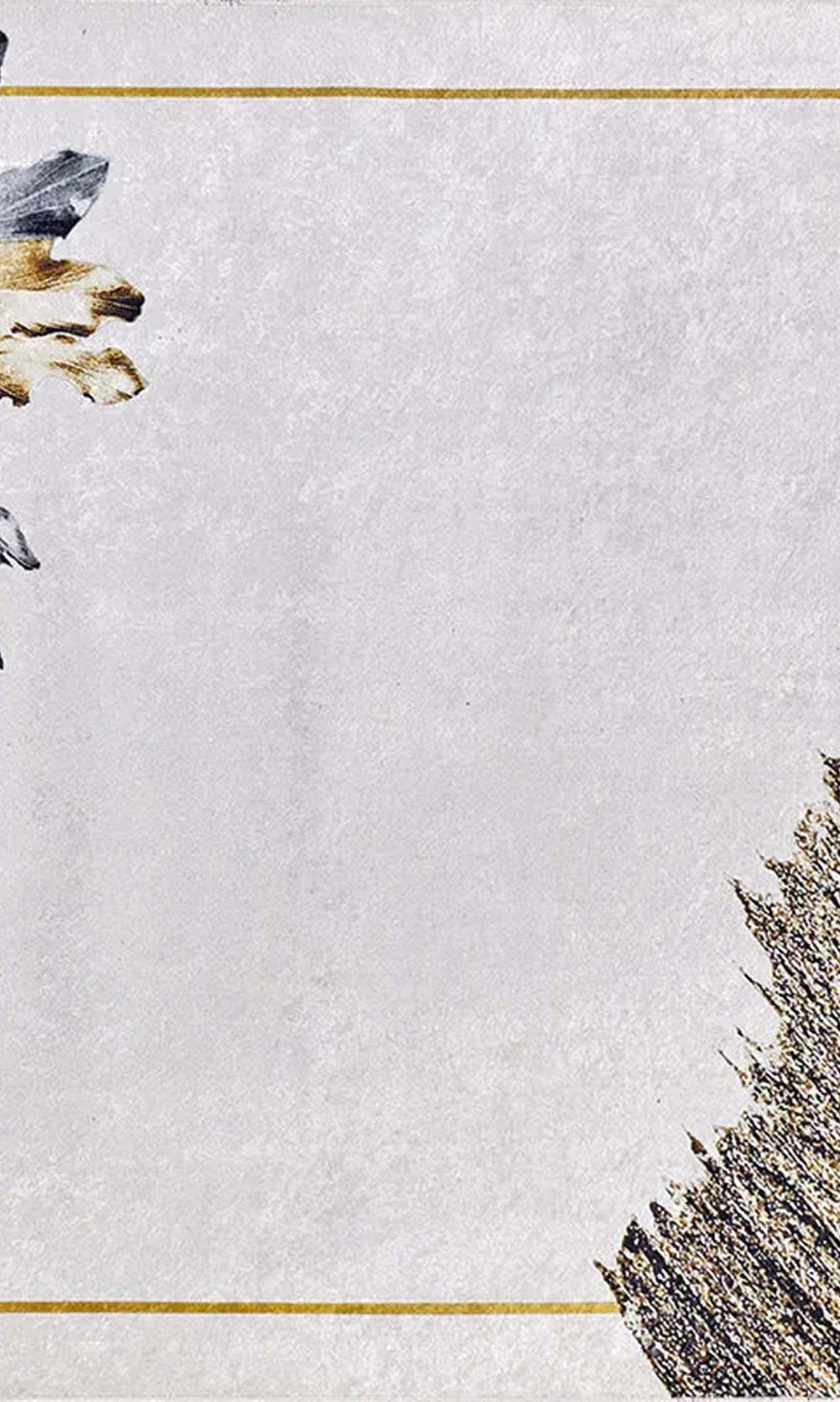 Lia Leaf Art White Beige Rug