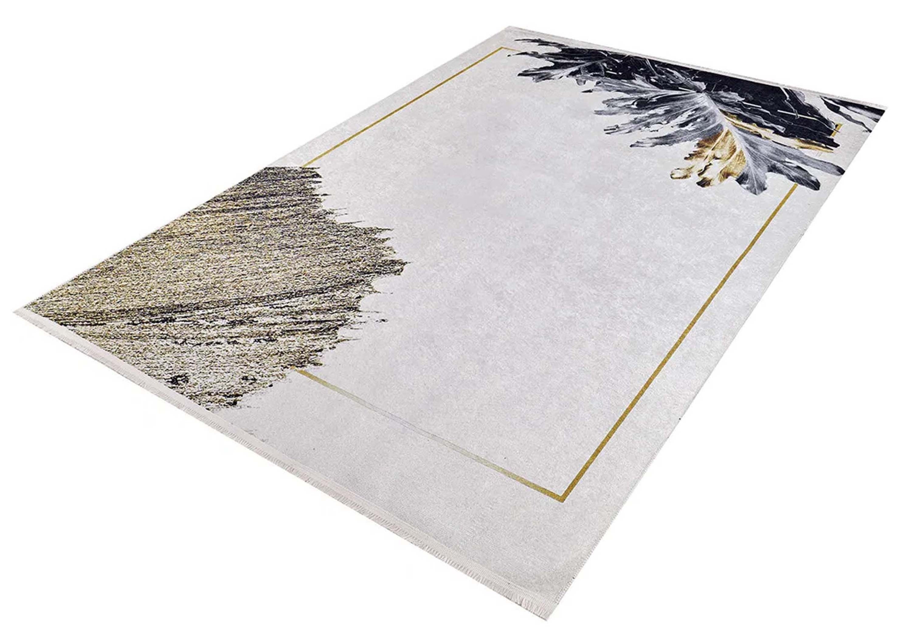Lia Leaf Art White Beige Rug