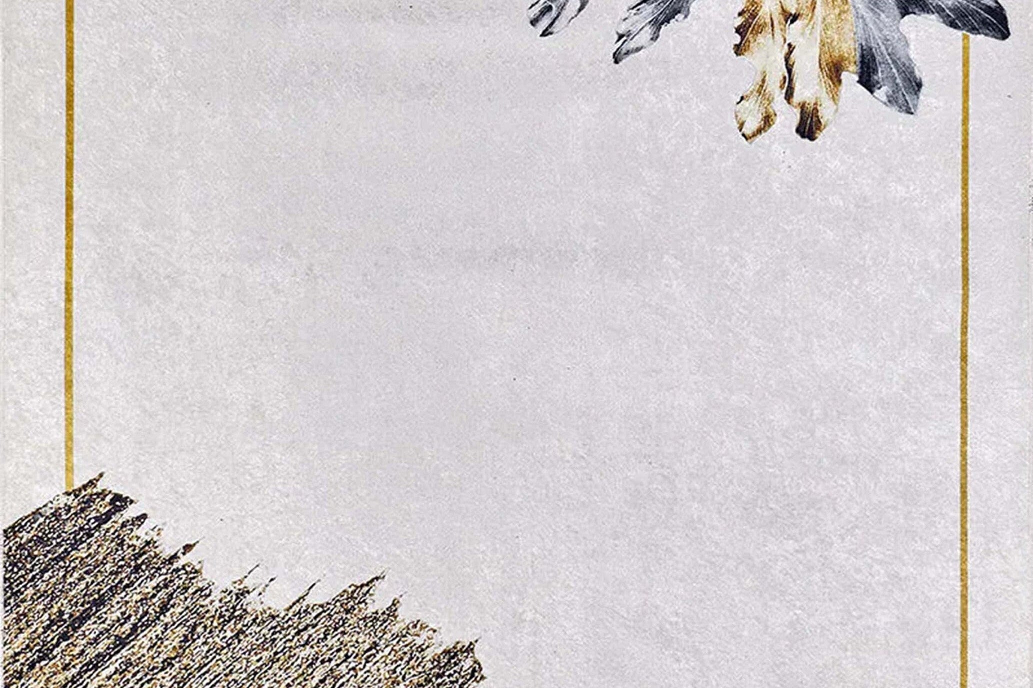 Lia Leaf Art White Beige Rug