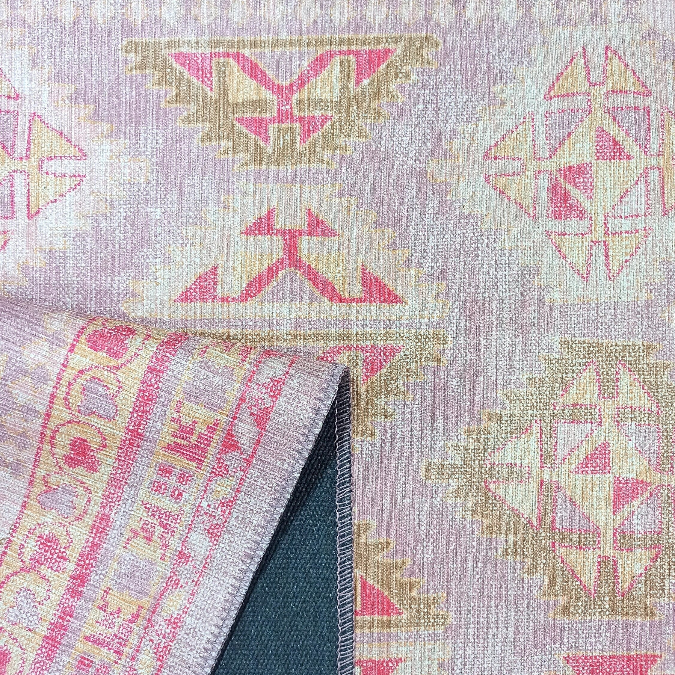 Lilac Purple Pink Herki Vintage Rug