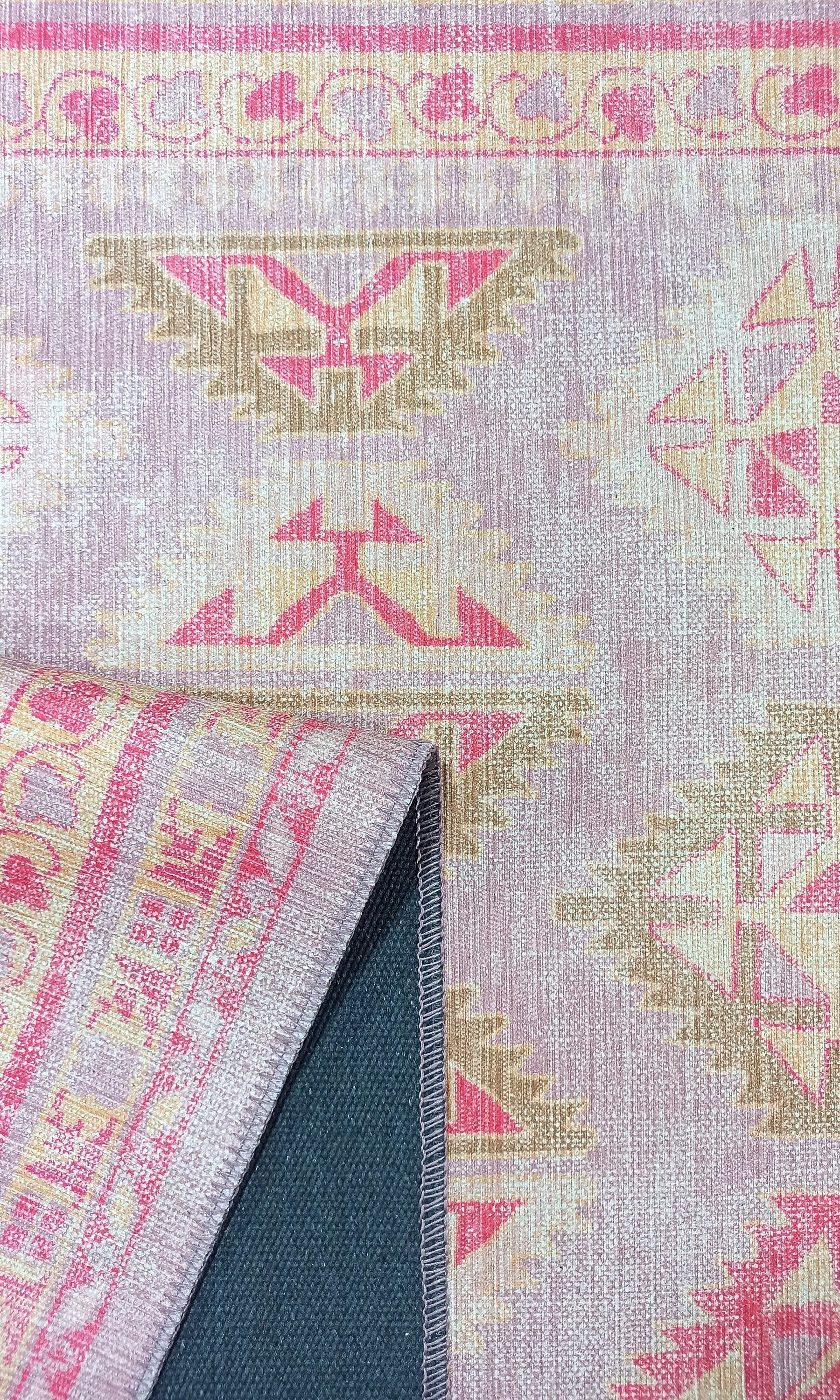 Lilac Purple Pink Herki Vintage Rug