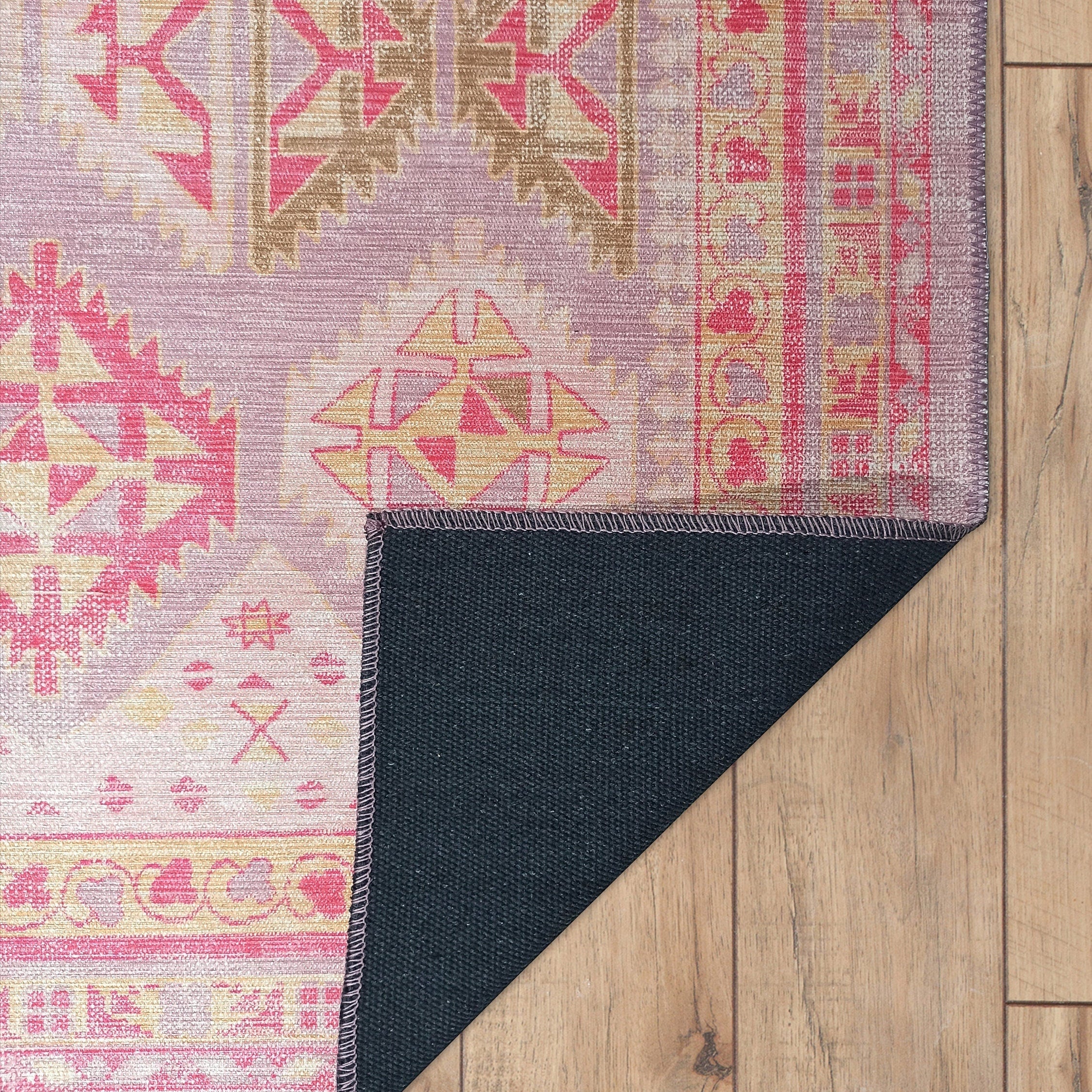 Lilac Purple Pink Herki Vintage Rug