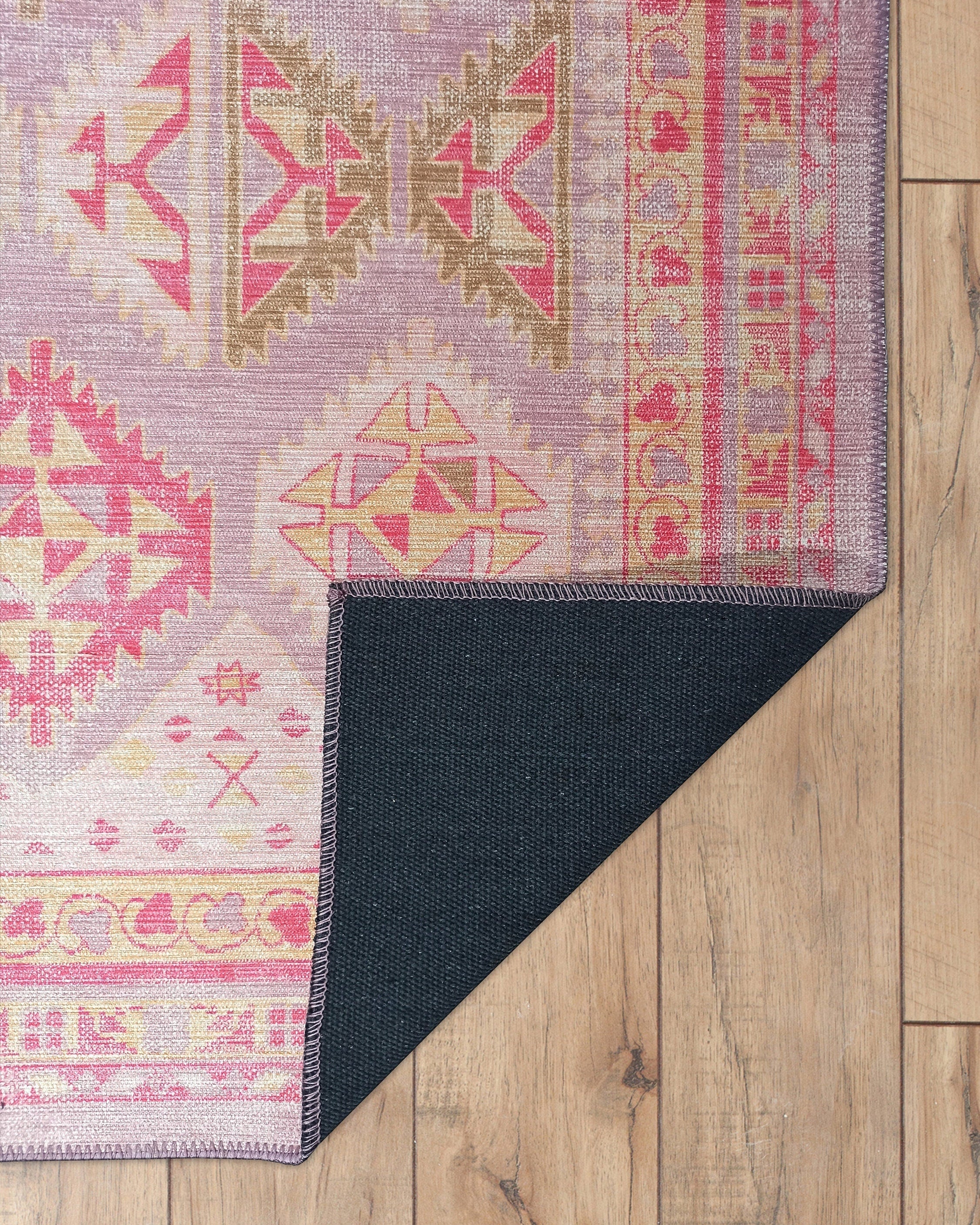 Lilac Purple Pink Herki Vintage Rug