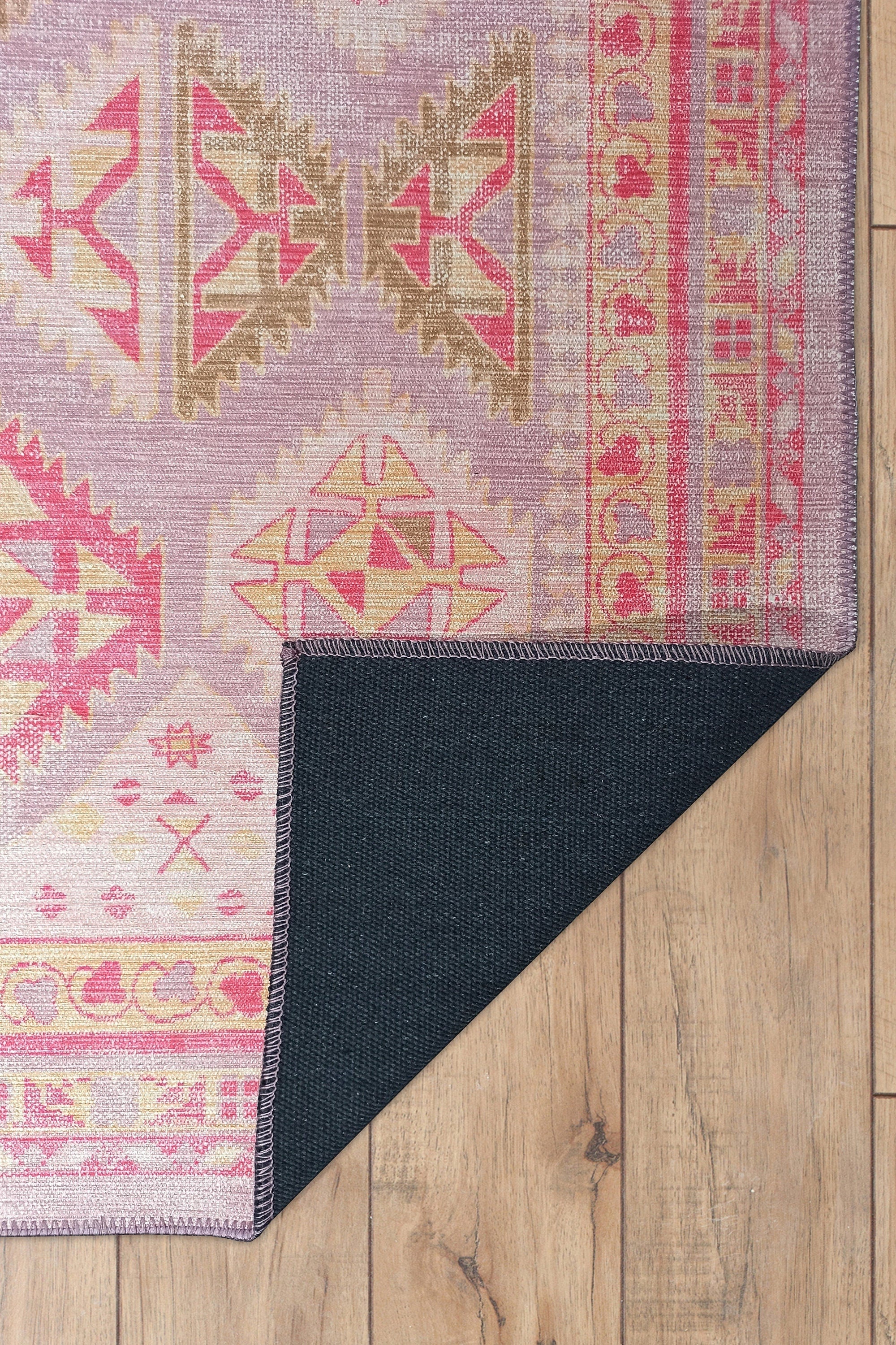 Lilac Purple Pink Herki Vintage Rug