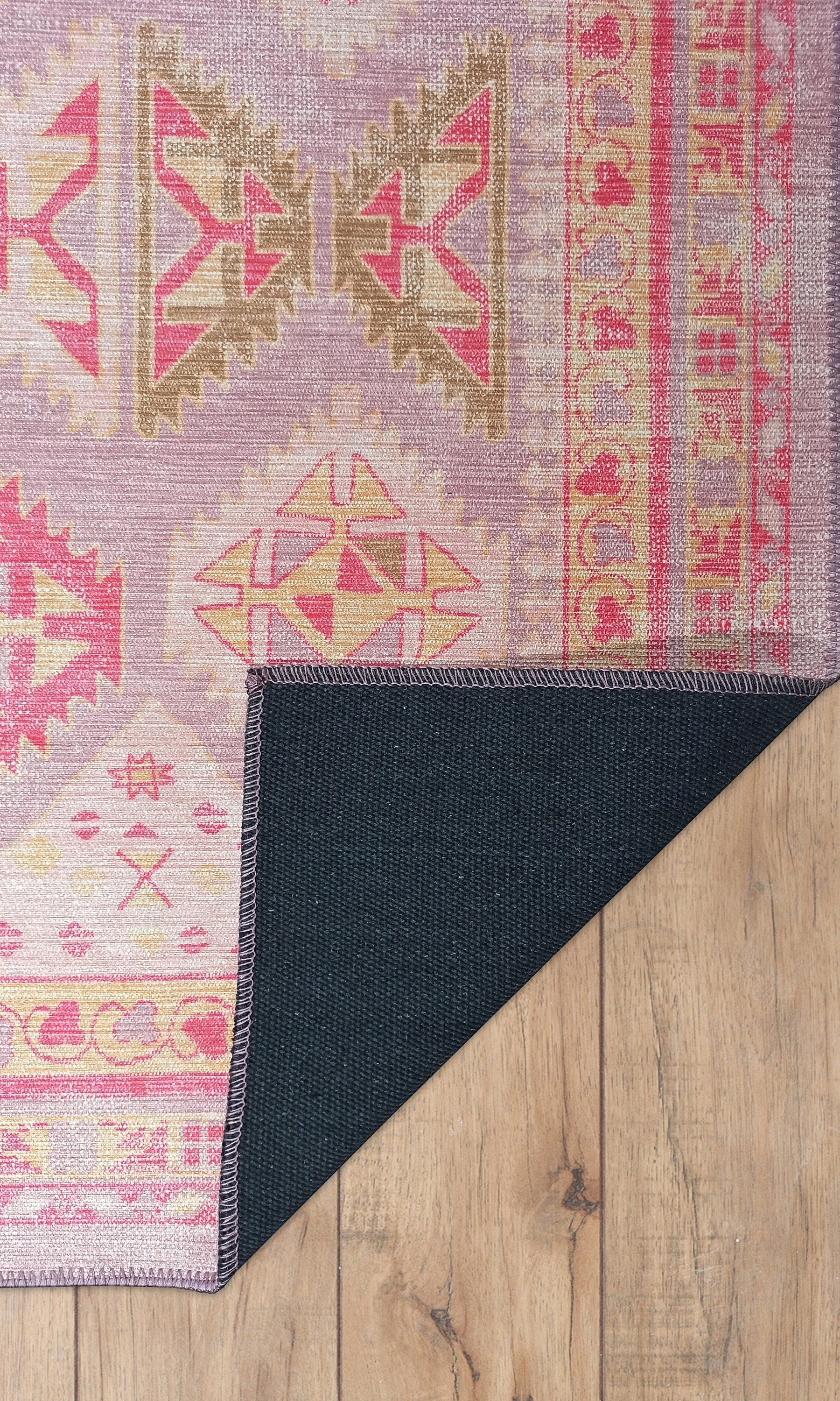 Lilac Purple Pink Herki Vintage Rug