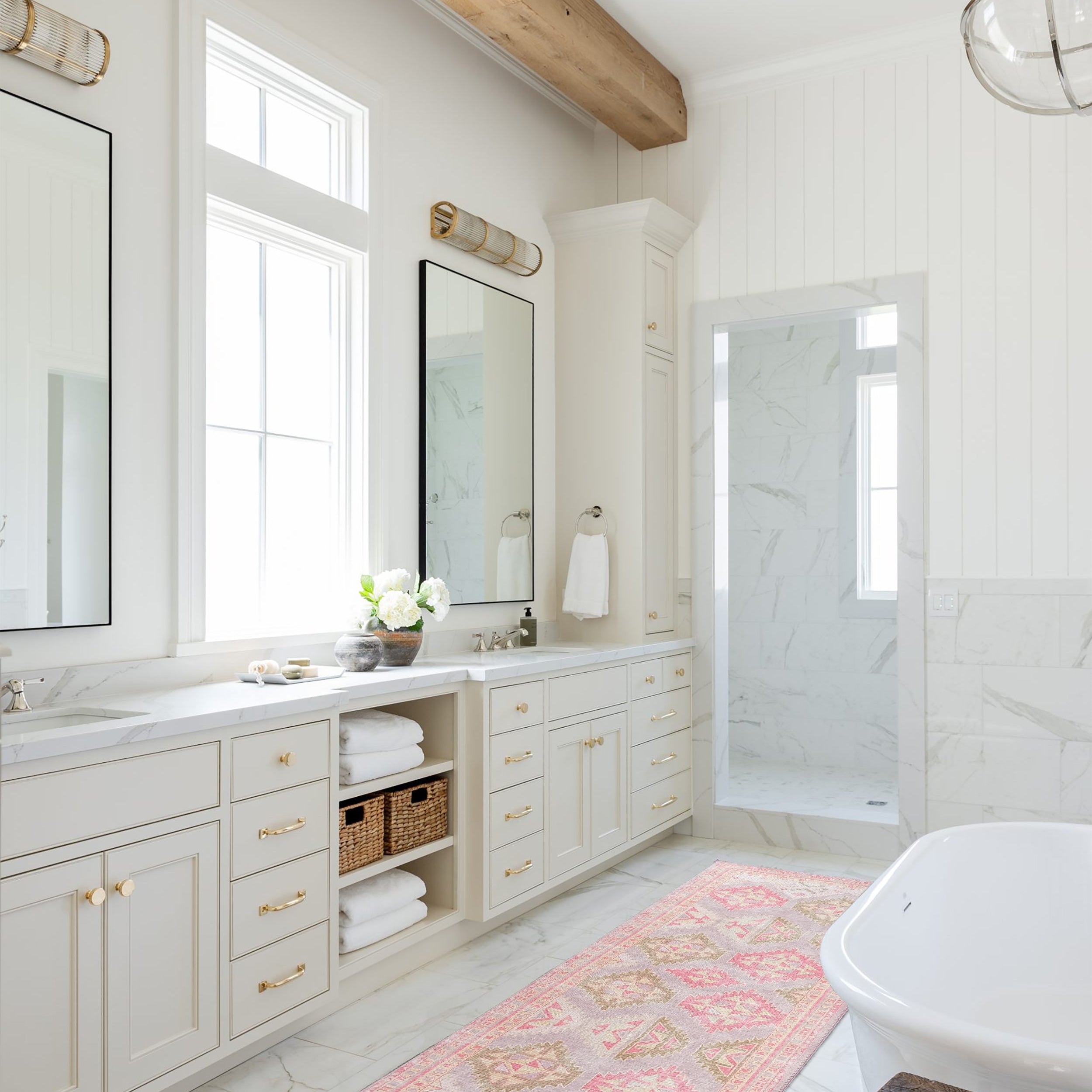 Lilac Purple Pink Herki Vintage Rug