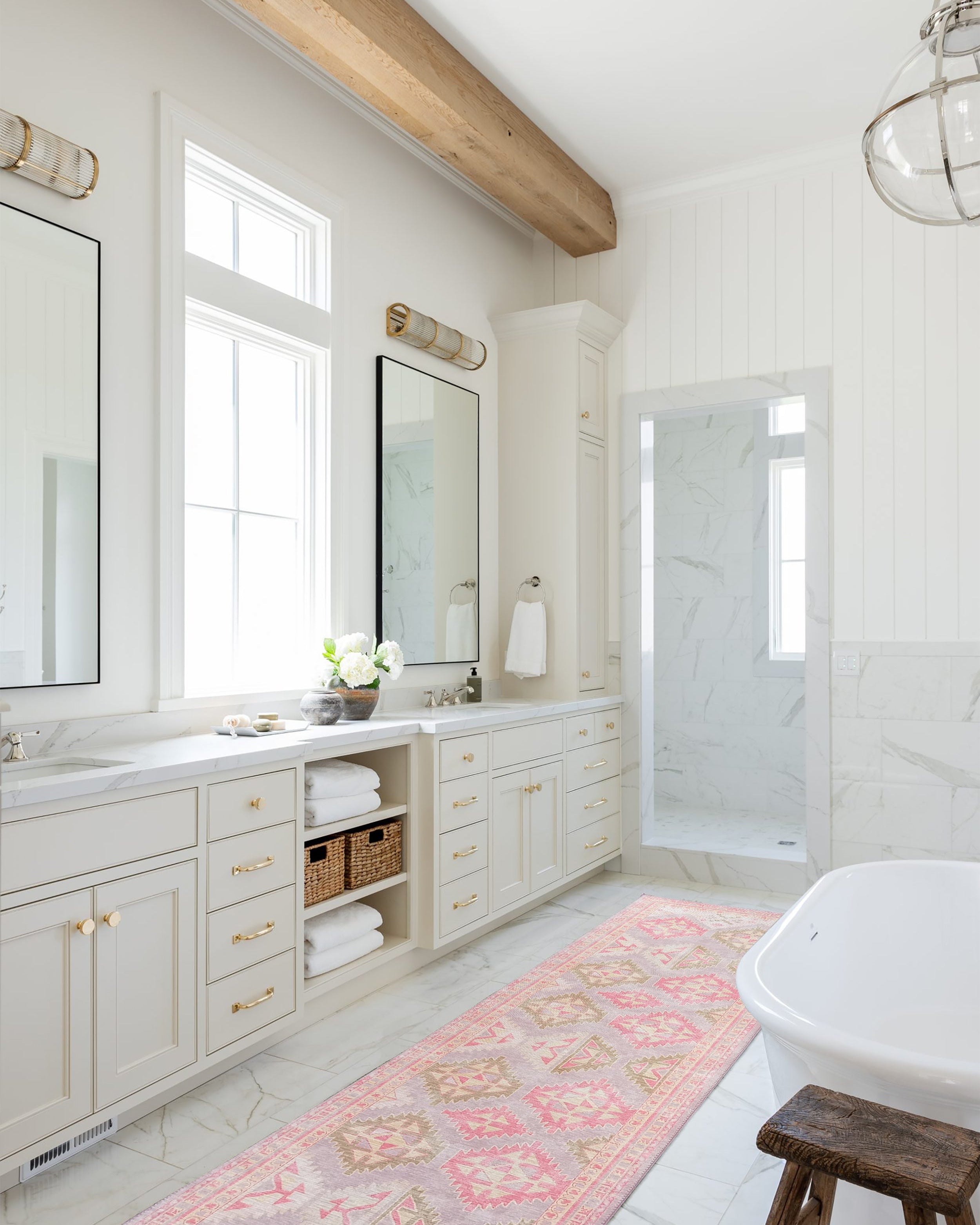 Lilac Purple Pink Herki Vintage Rug