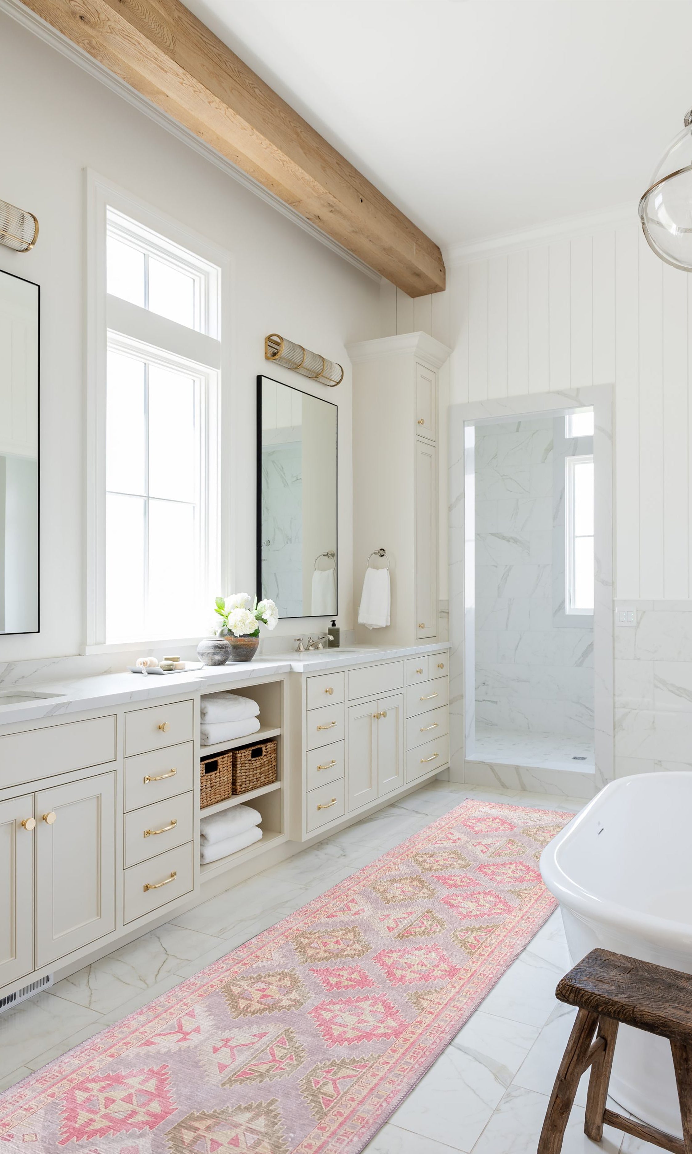 Lilac Purple Pink Herki Vintage Rug