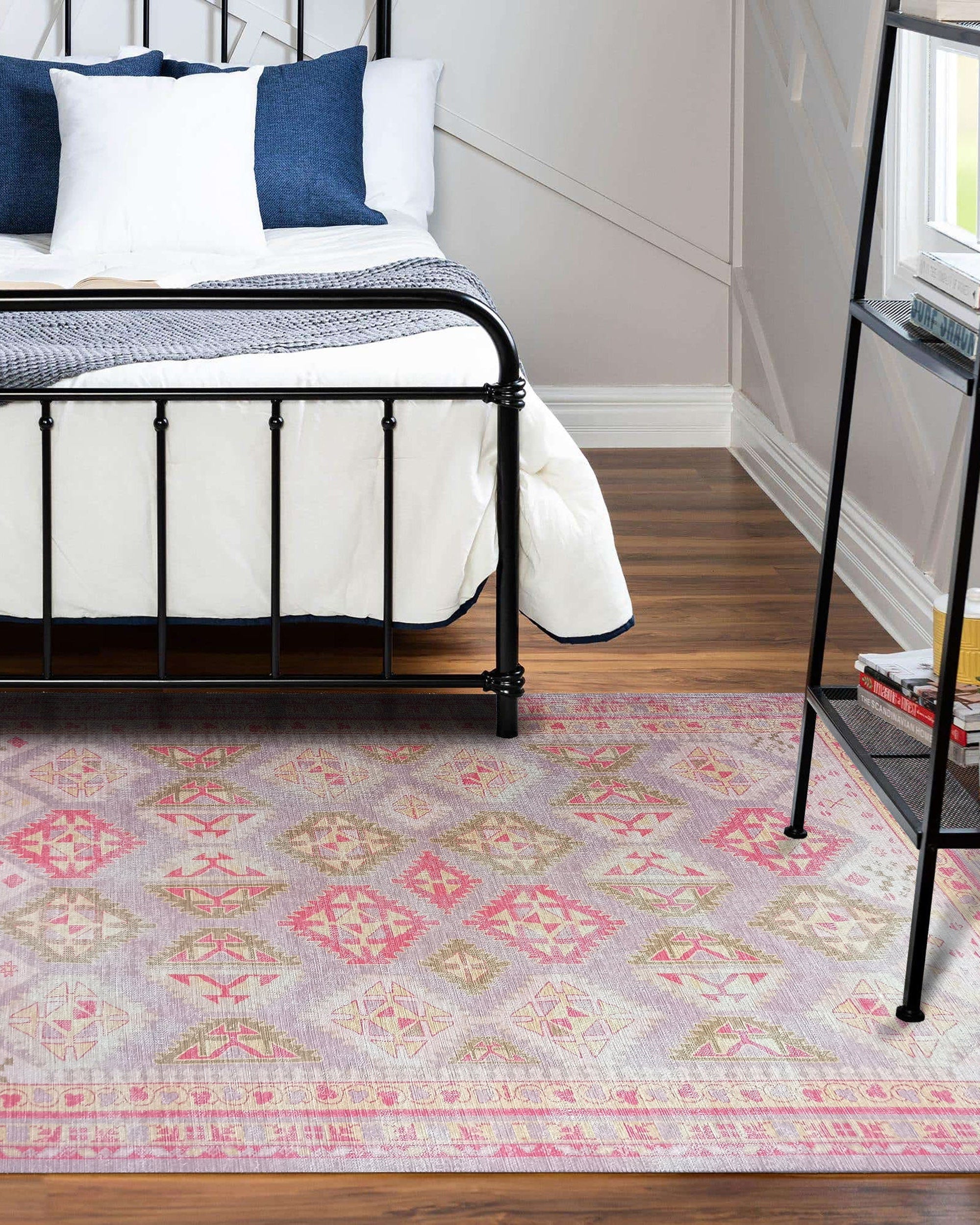 Lilac Purple Pink Herki Vintage Rug