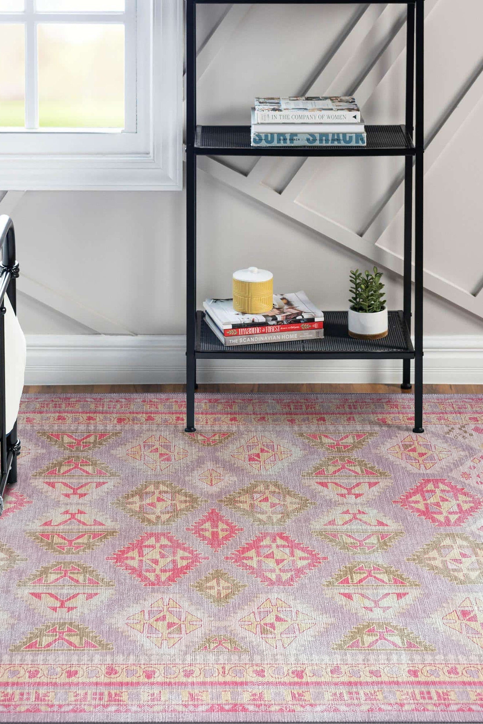 Lilac Purple Pink Herki Vintage Rug