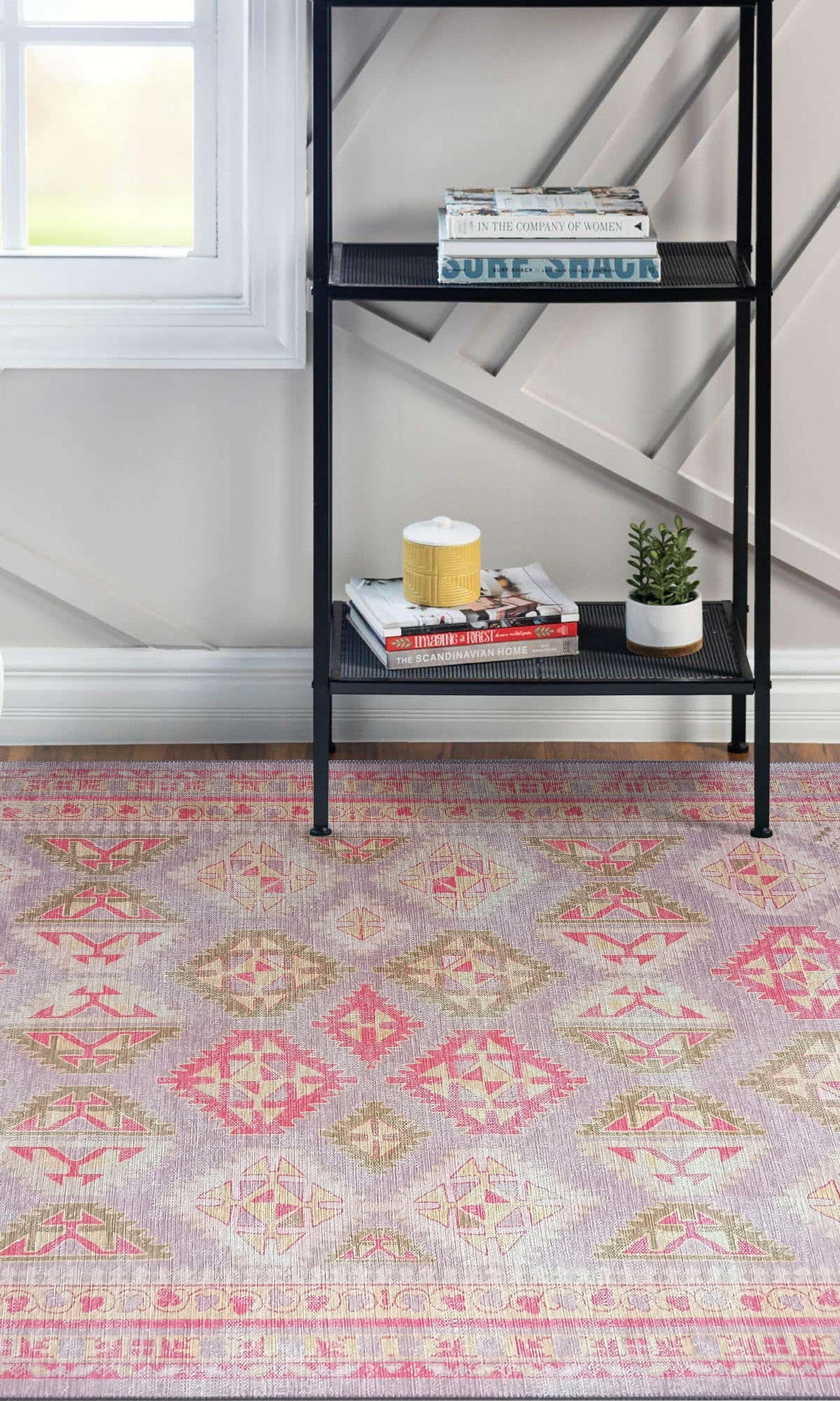 Lilac Purple Pink Herki Vintage Rug