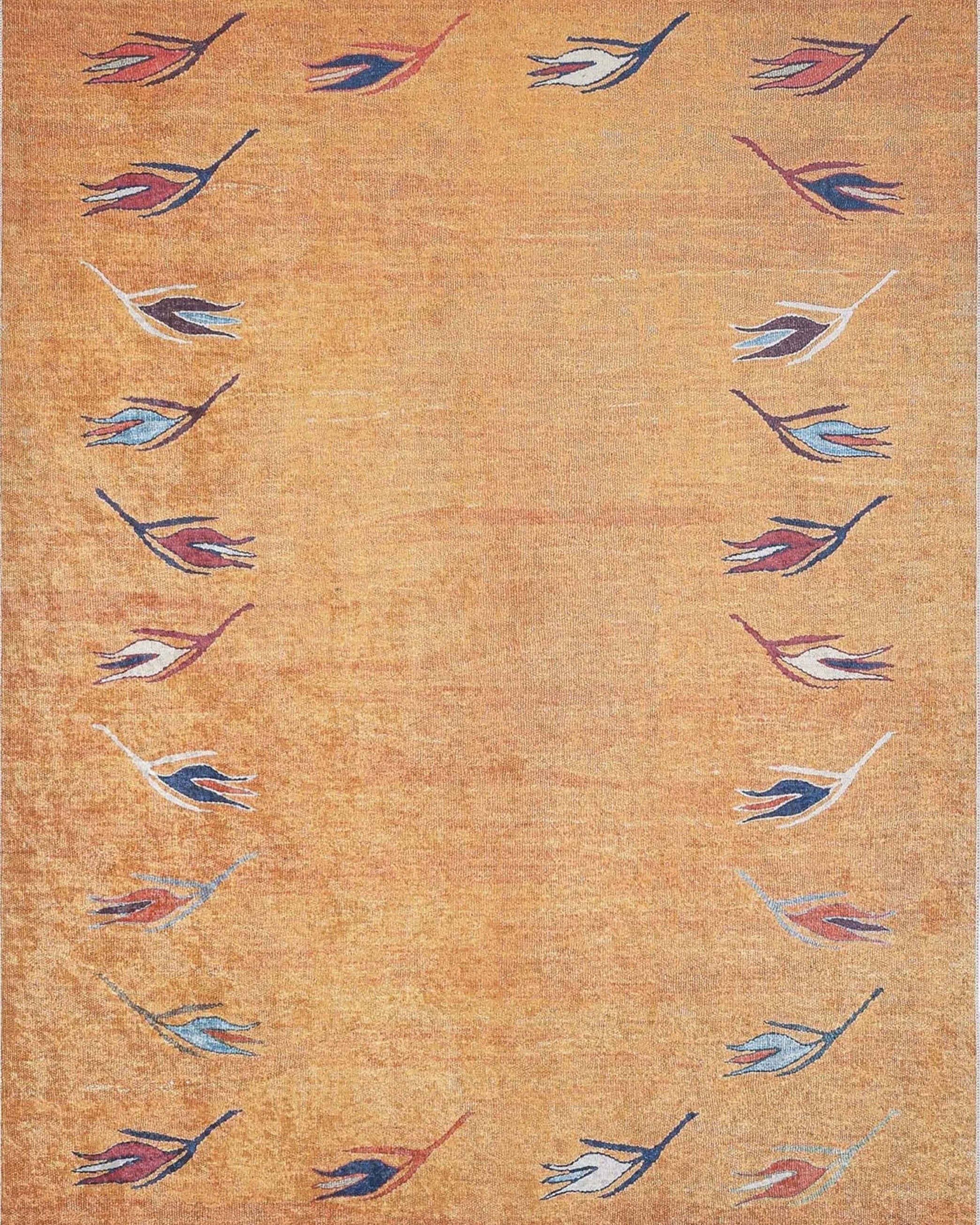 Litya Turkish Kilim Light Blue and Orange Rug
