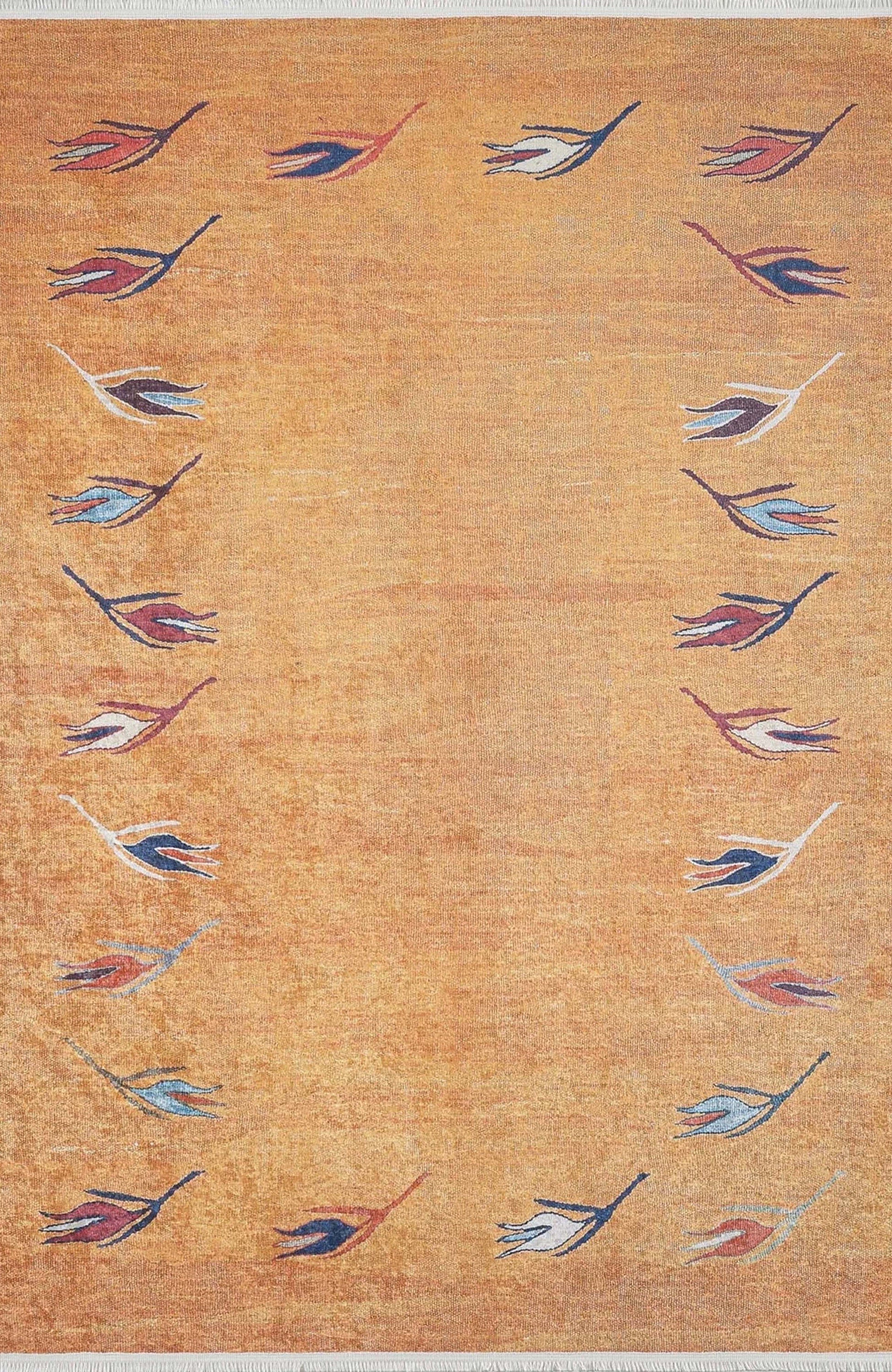 Litya Turkish Kilim Light Blue and Orange Rug