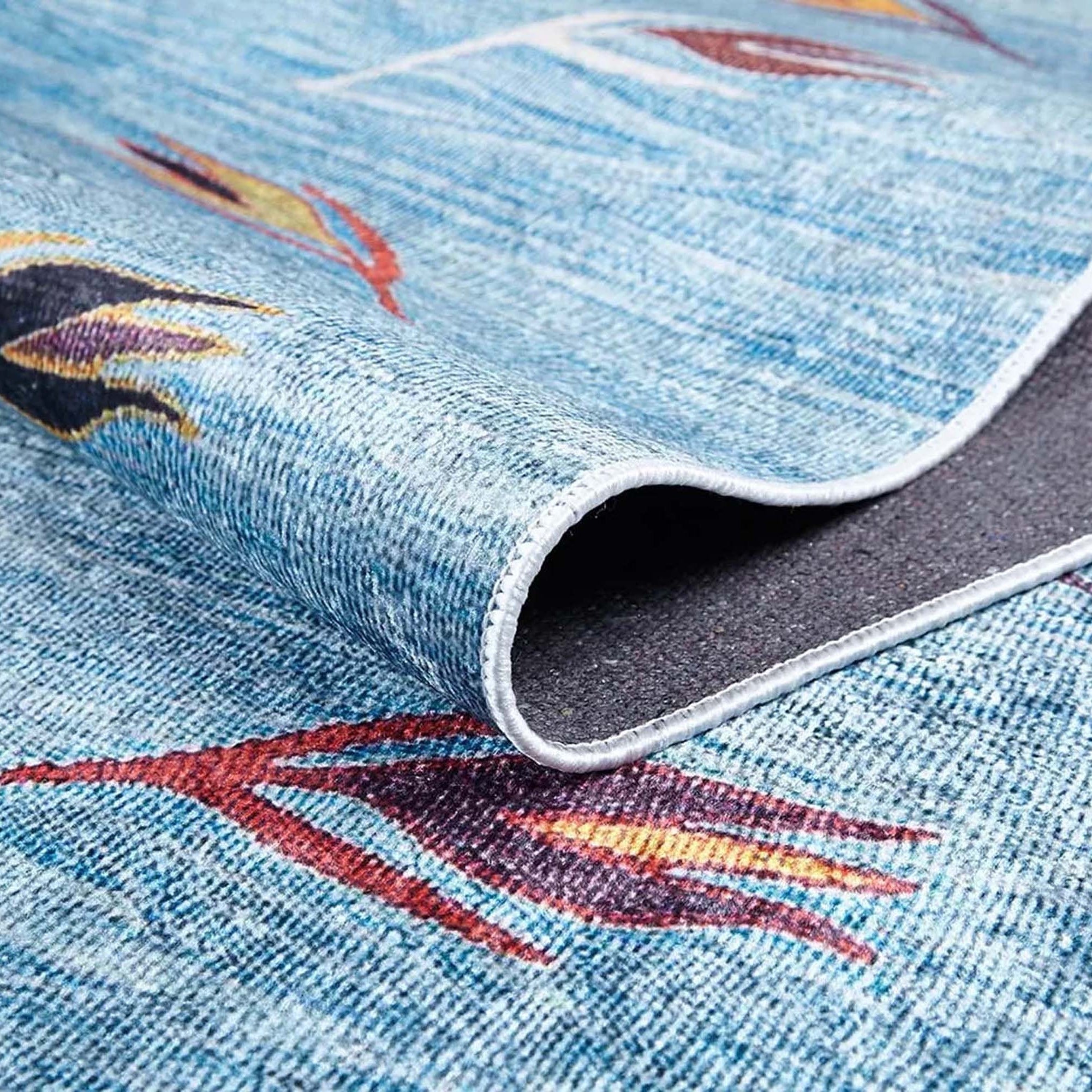 Litya Turkish Kilim Light Blue and Orange Rug