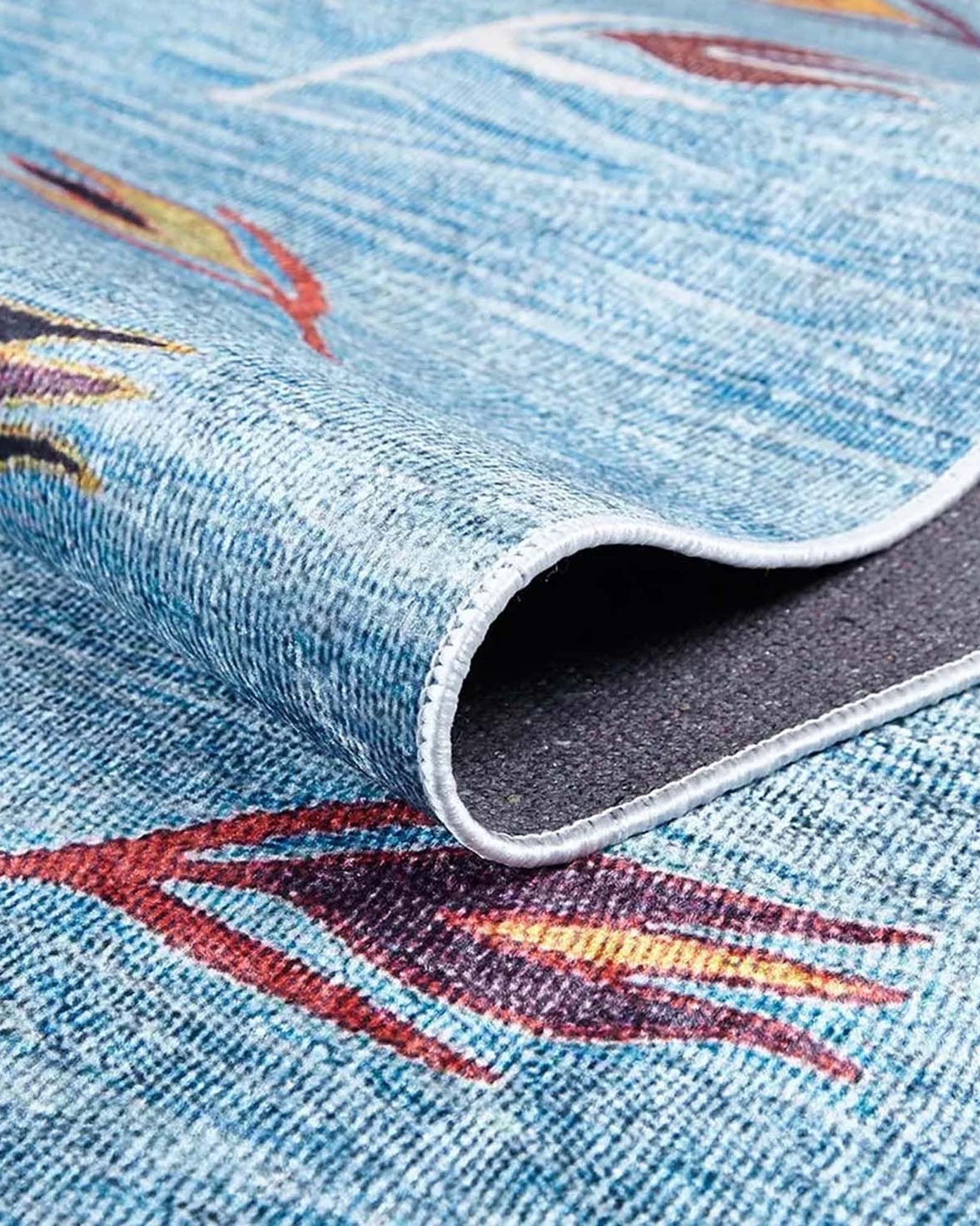 Litya Turkish Kilim Light Blue and Orange Rug