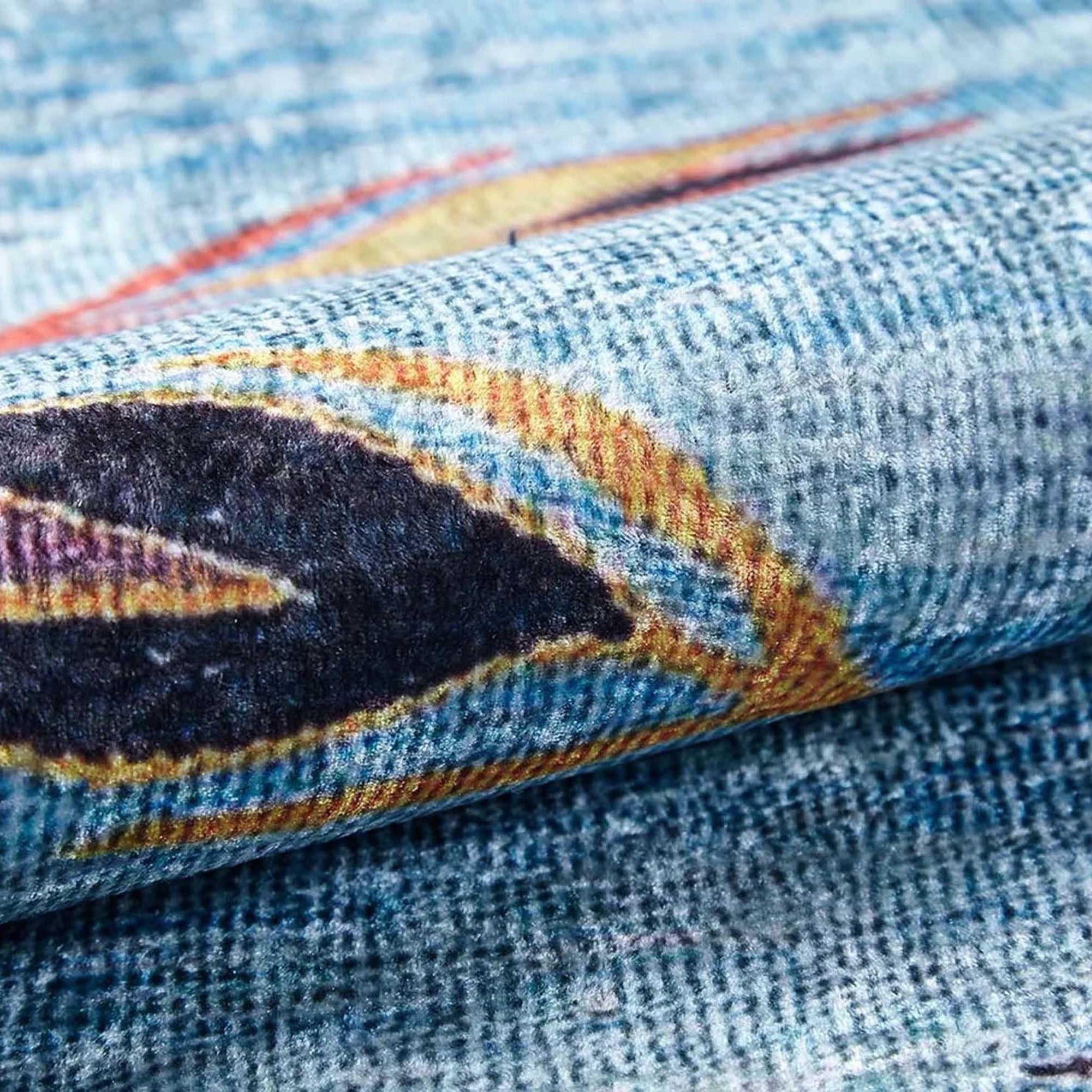 Litya Turkish Kilim Light Blue and Orange Rug