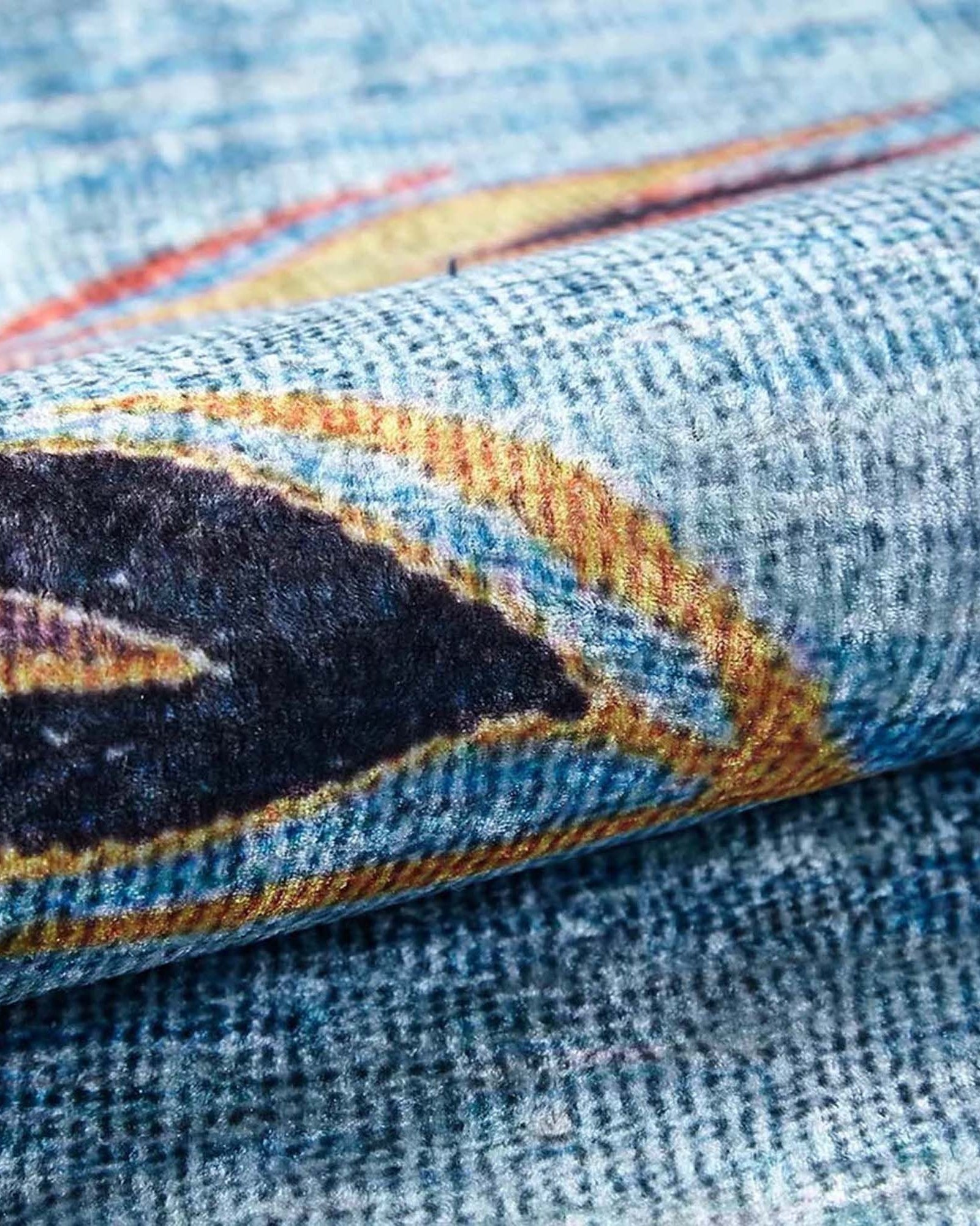 Litya Turkish Kilim Light Blue and Orange Rug