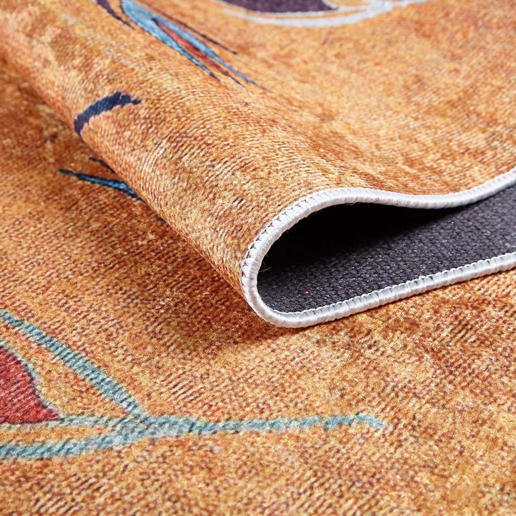 Litya Turkish Kilim Light Blue and Orange Rug