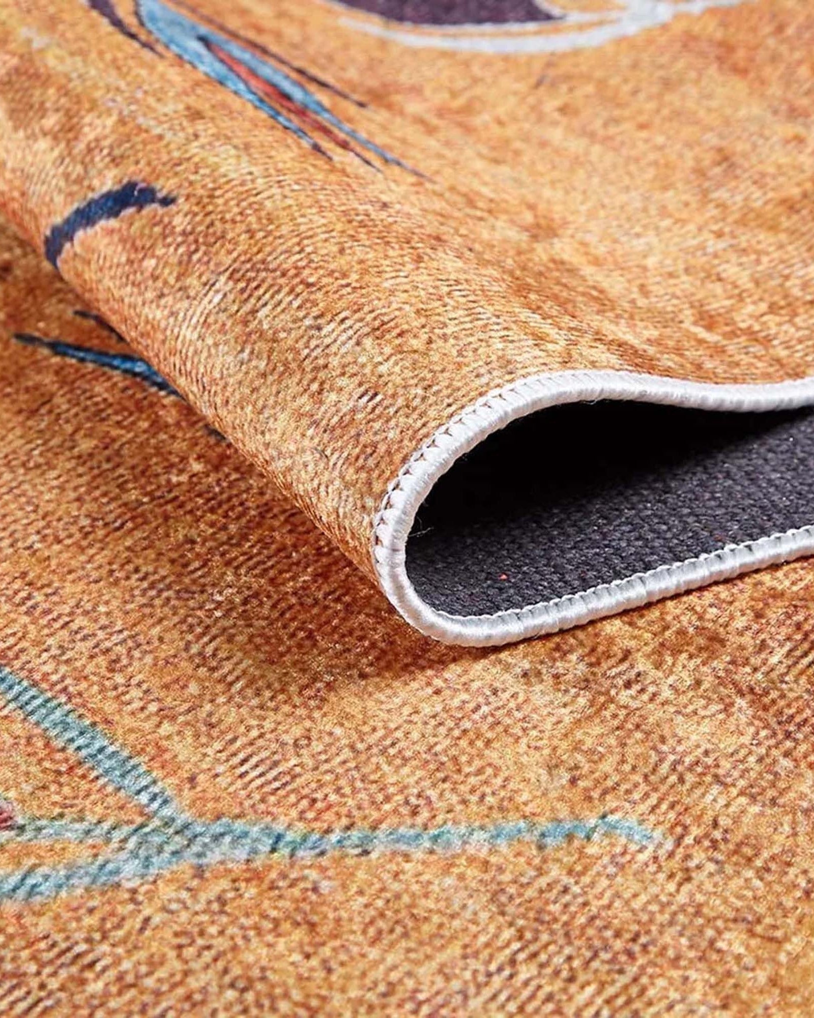 Litya Turkish Kilim Light Blue and Orange Rug