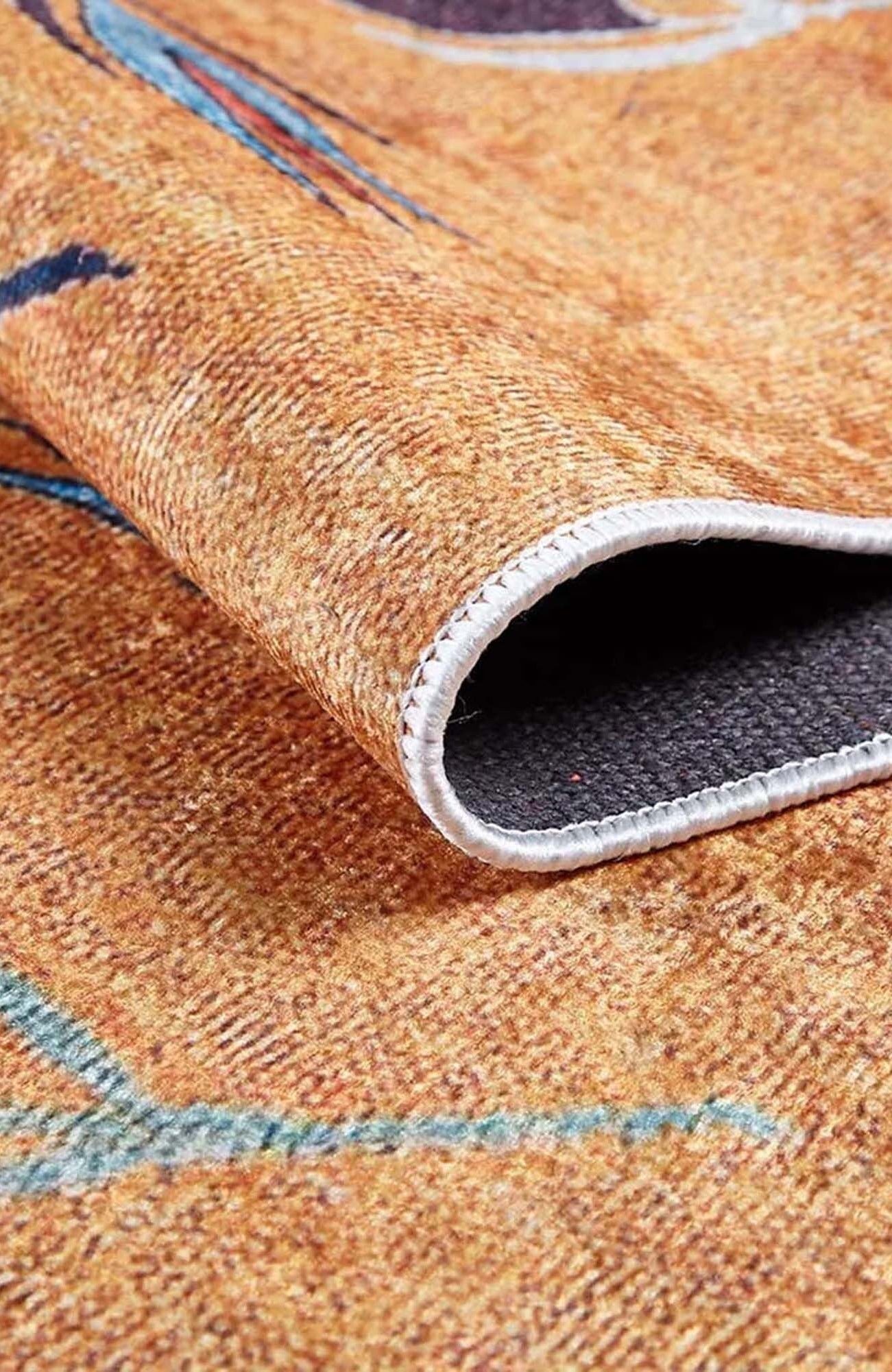 Litya Turkish Kilim Light Blue and Orange Rug