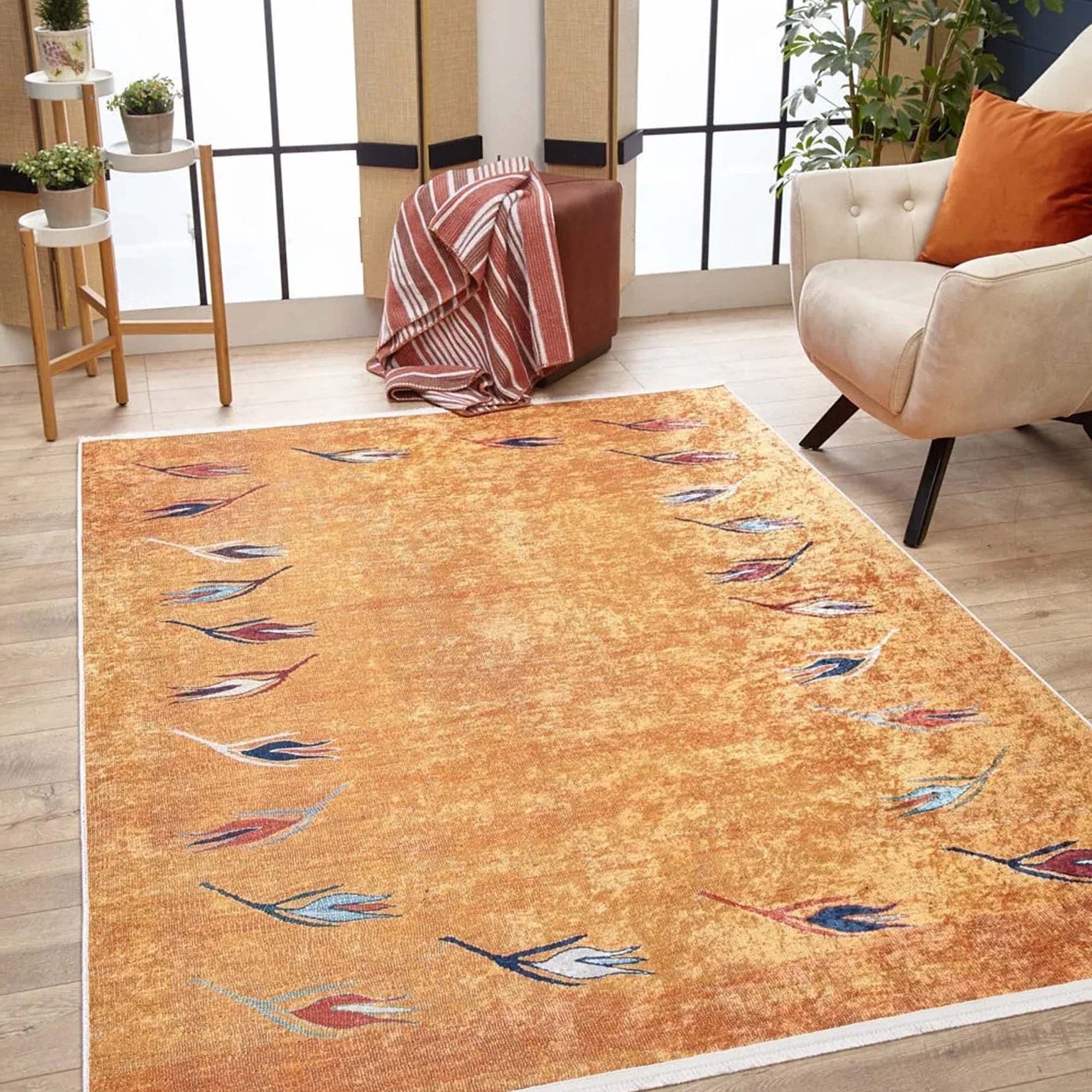 Litya Turkish Kilim Light Blue and Orange Rug