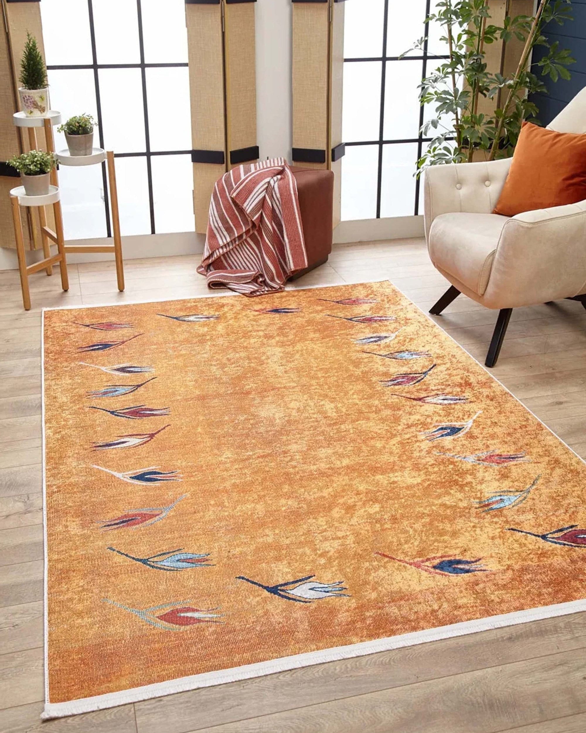 Litya Turkish Kilim Light Blue and Orange Rug