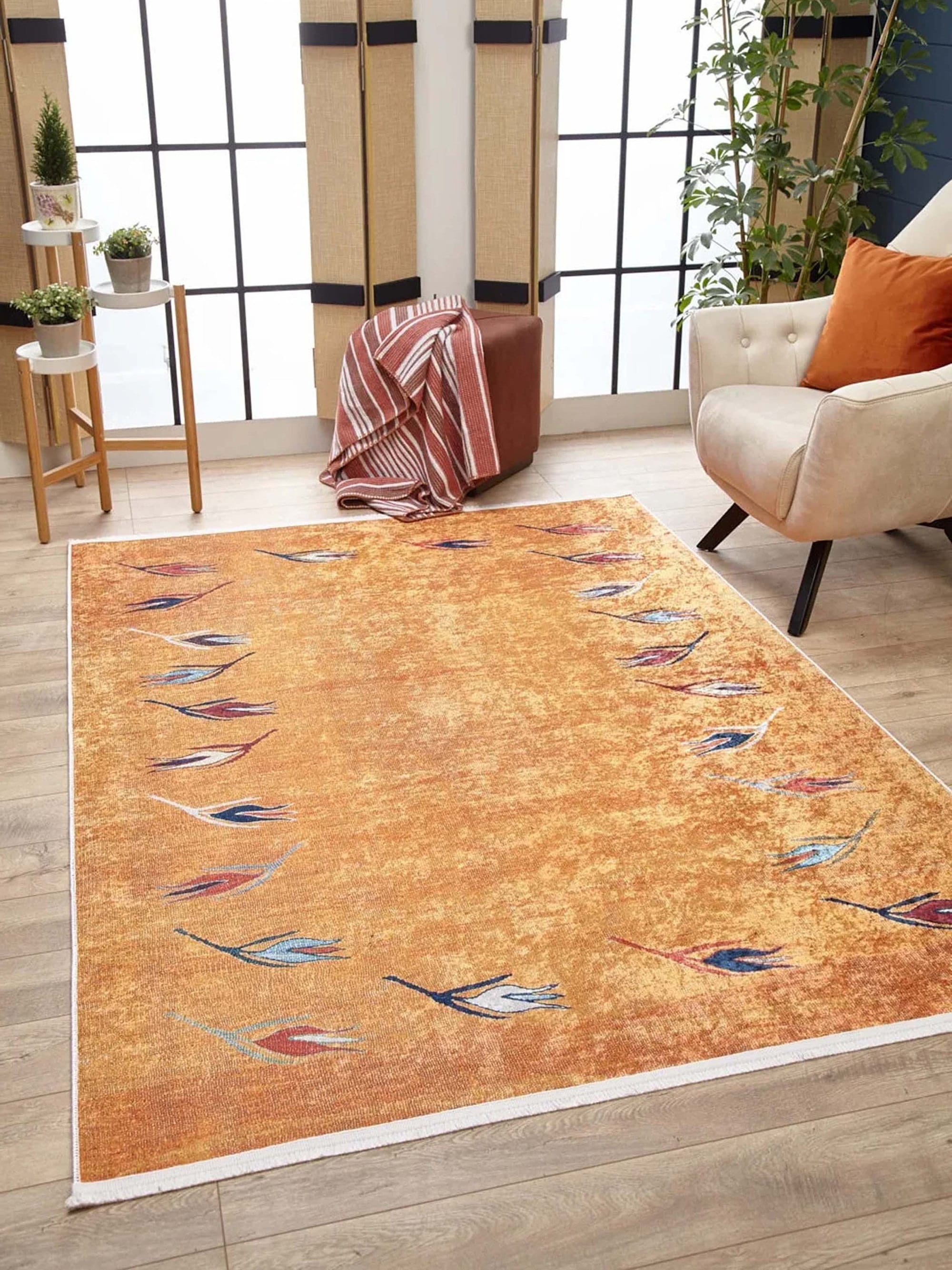 Litya Turkish Kilim Light Blue and Orange Rug