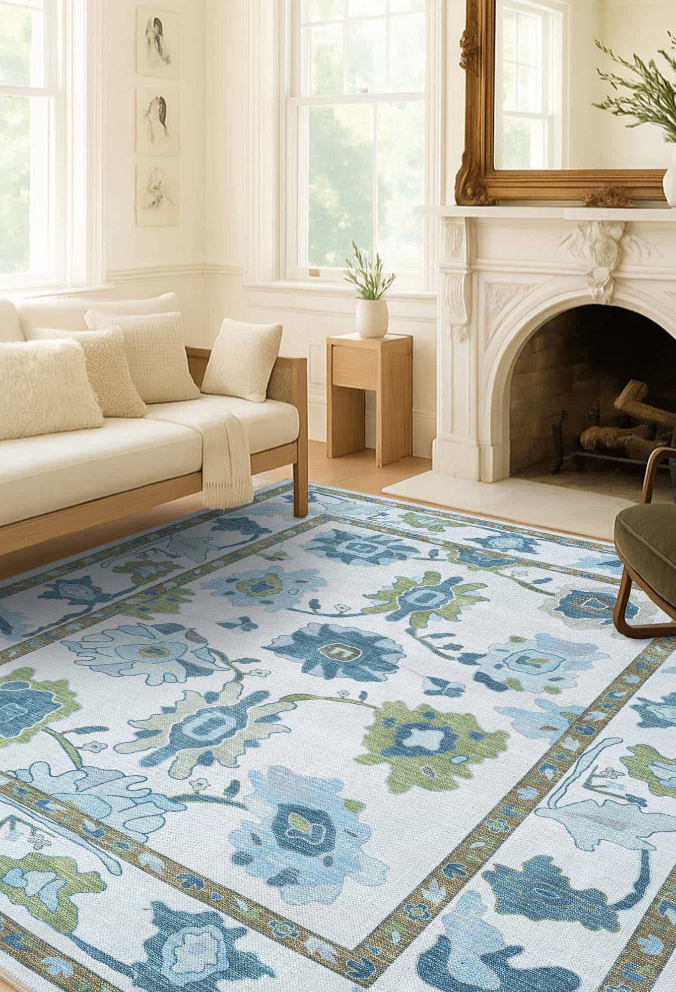 Alienore Green Blue Modern Oushak Rug