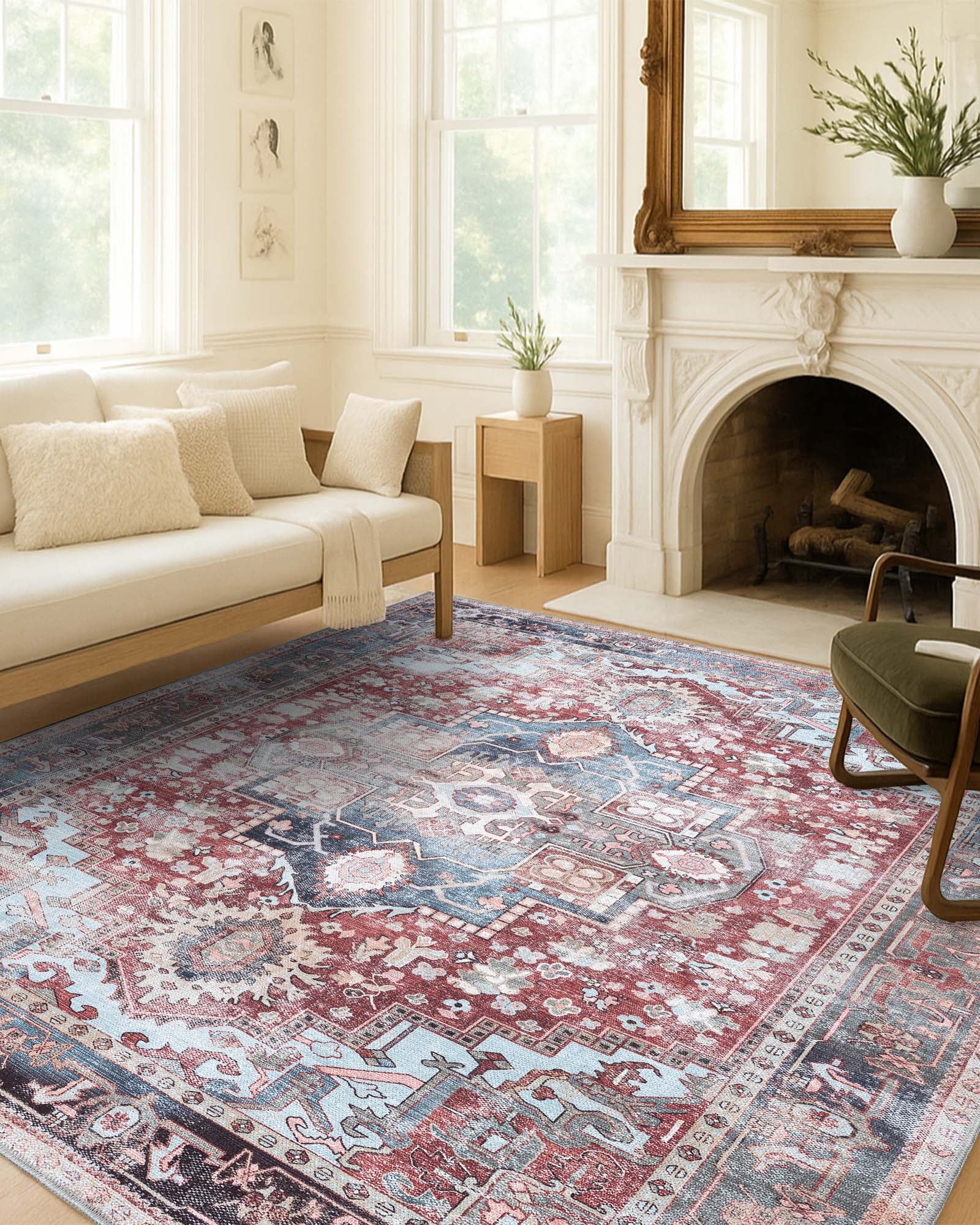 Rayan Terracotta Distressed Modern Persian Rug
