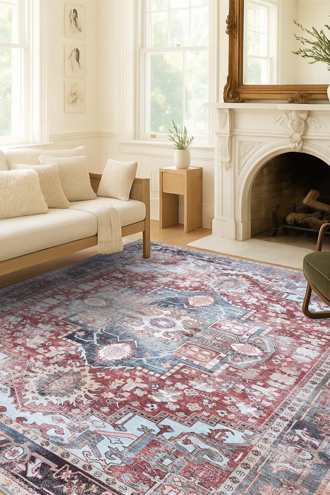 Rayan Terracotta Distressed Modern Persian Rug