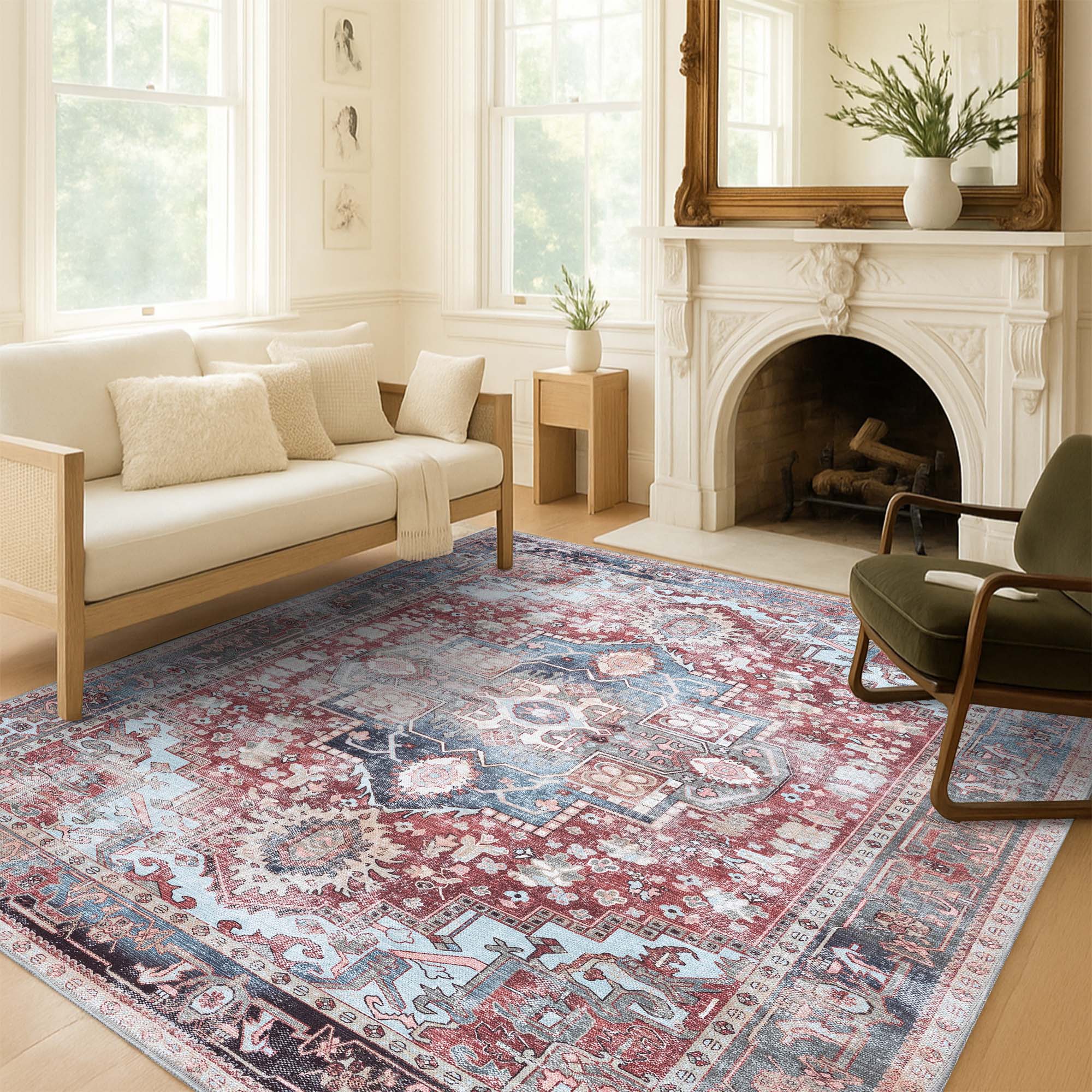 Rayan Terracotta Distressed Modern Persian Rug