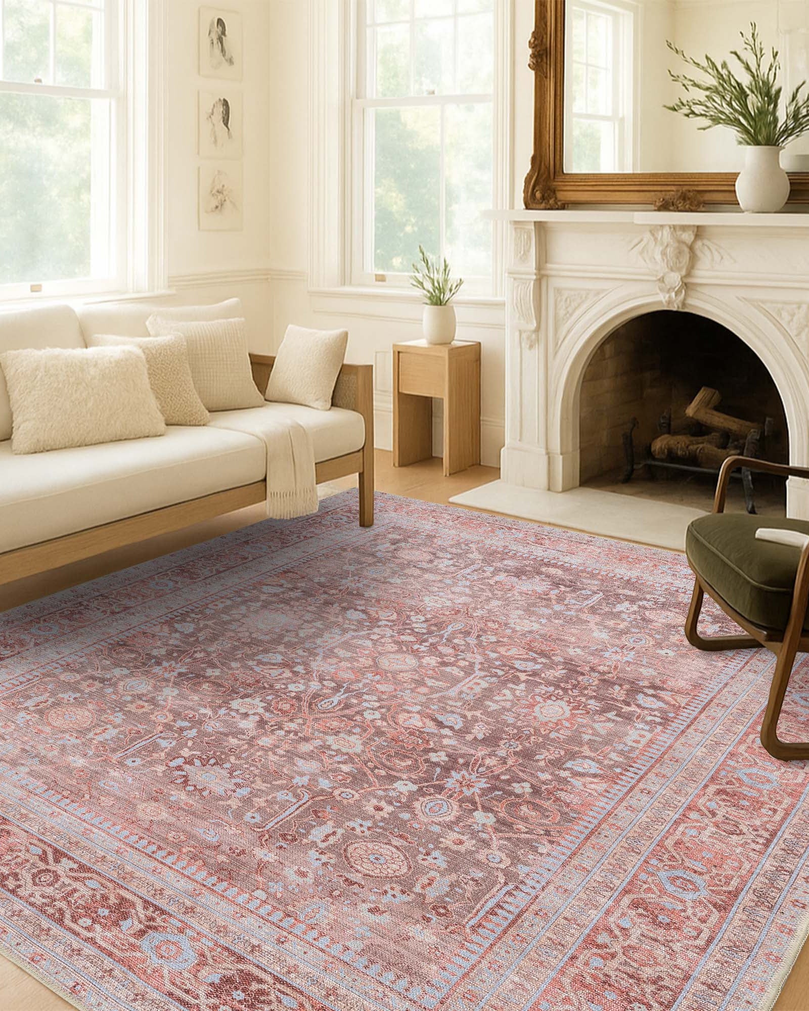 Yvonne Earth Tone Brown Distressed Persian Rug
