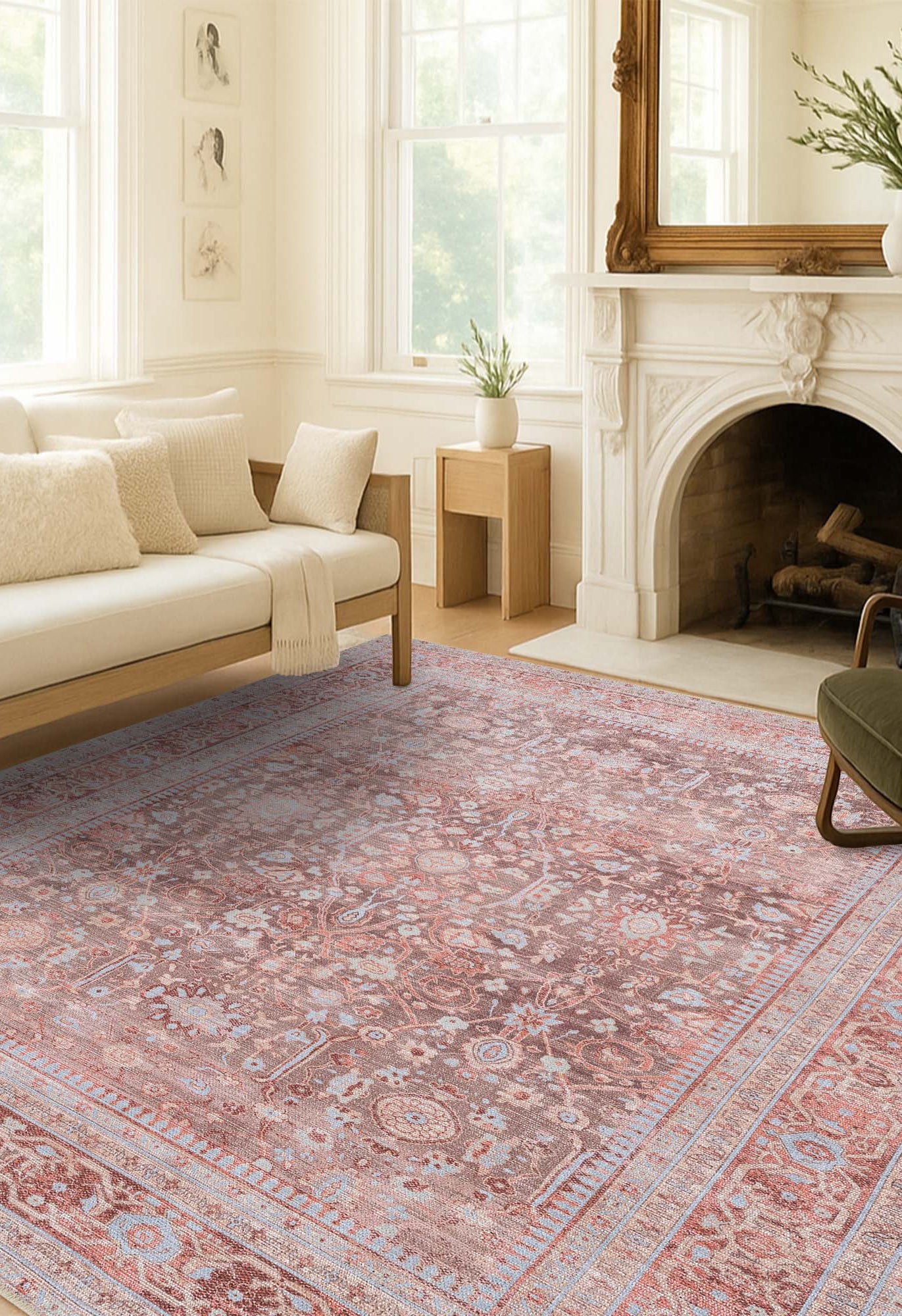 Yvonne Earth Tone Brown Distressed Persian Rug