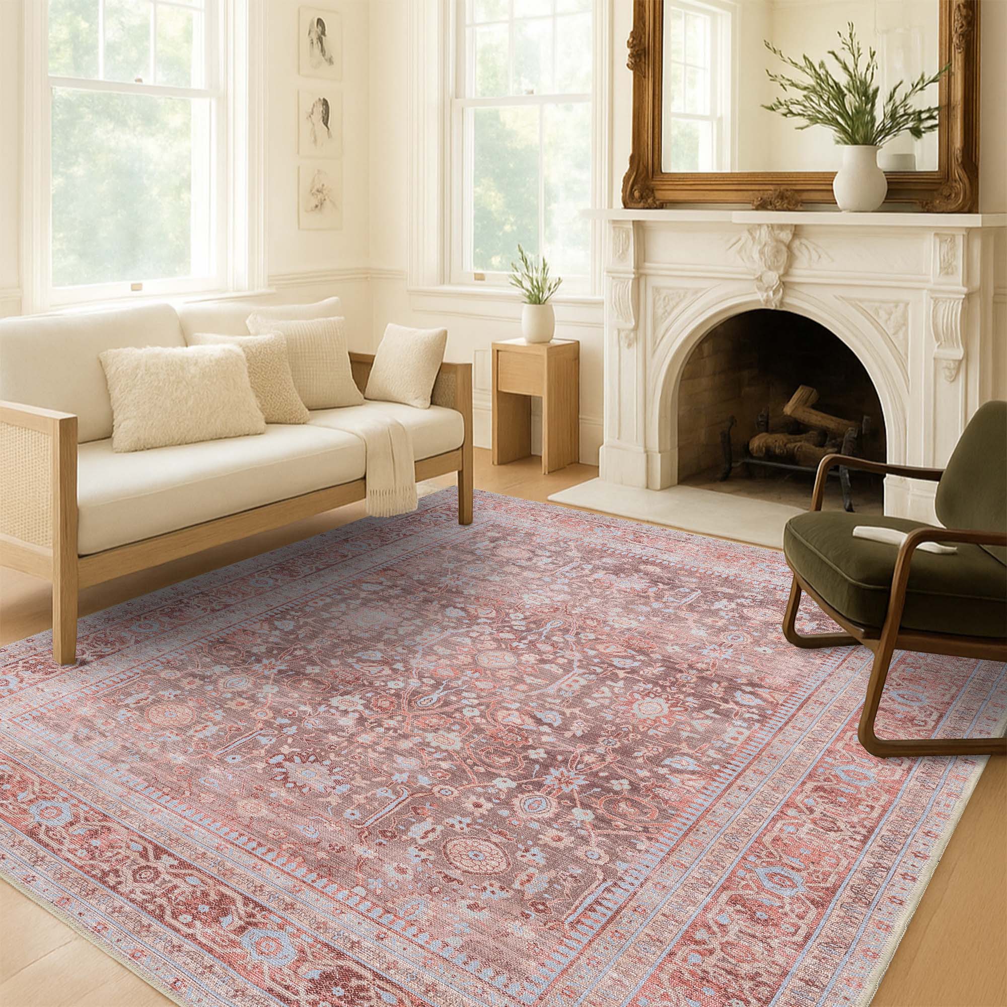 Yvonne Earth Tone Brown Distressed Persian Rug