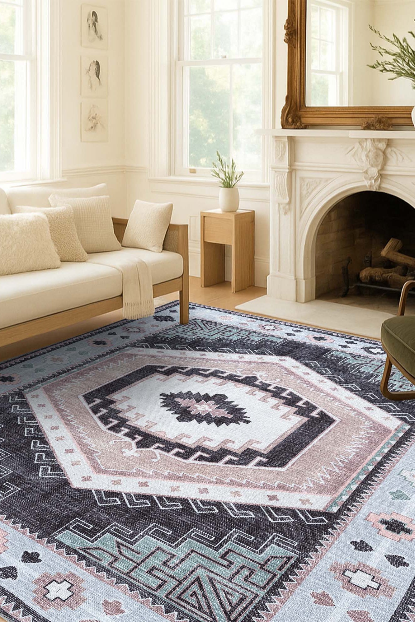 Odilia Black Gray Modern Turkish Rug
