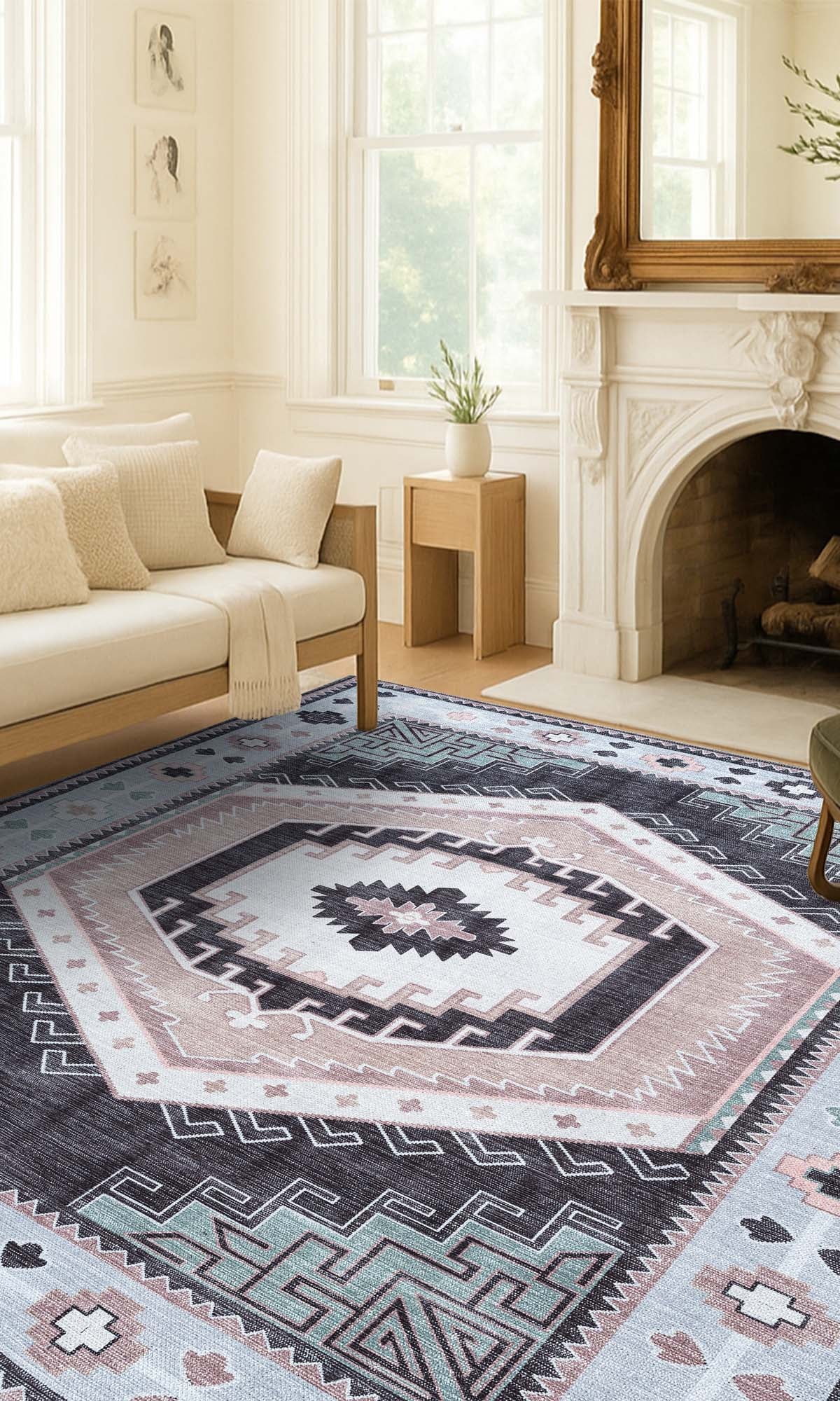 Odilia Black Gray Modern Turkish Rug