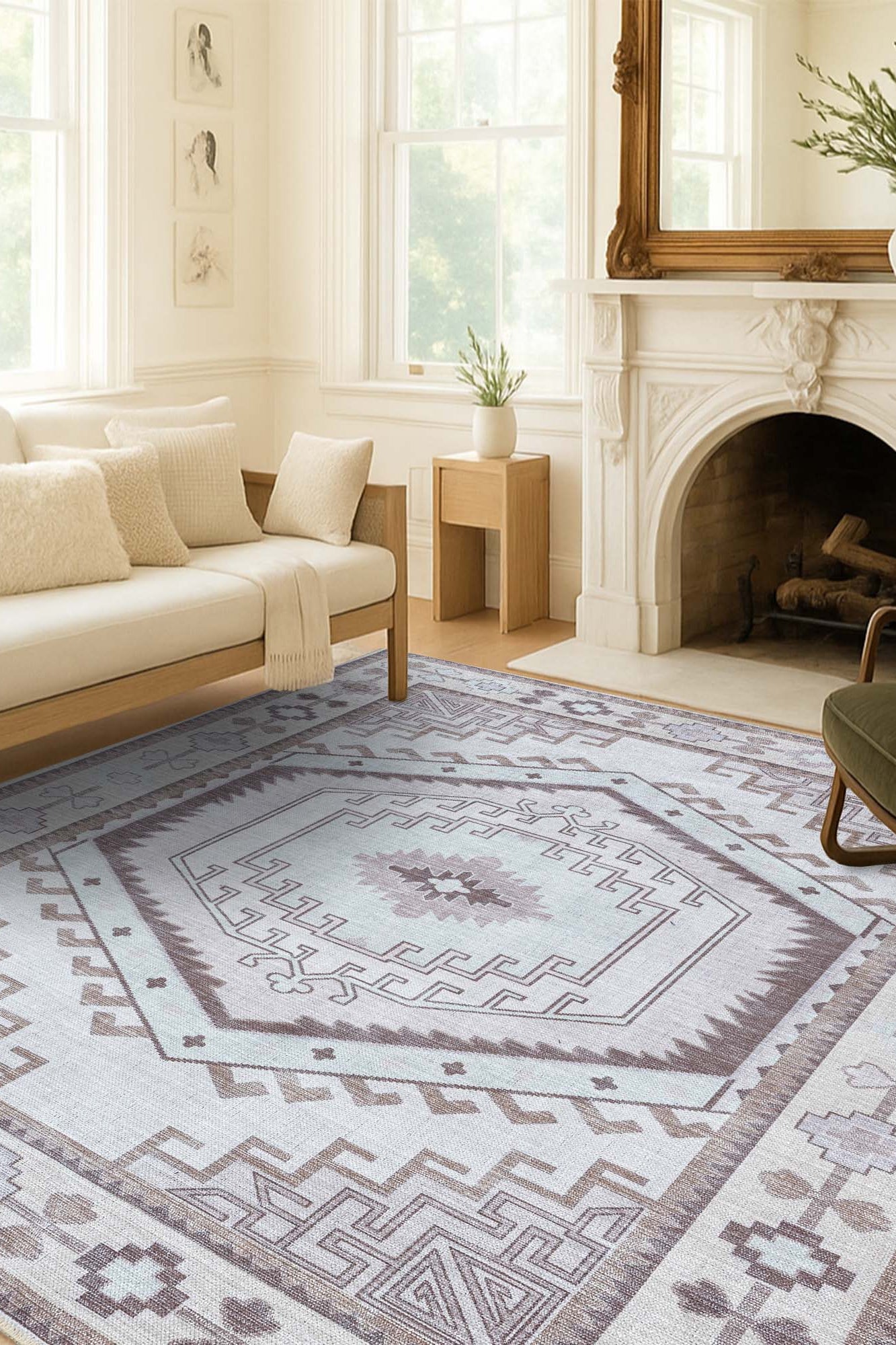 Raven Brown Cream Modern Turkish Rug