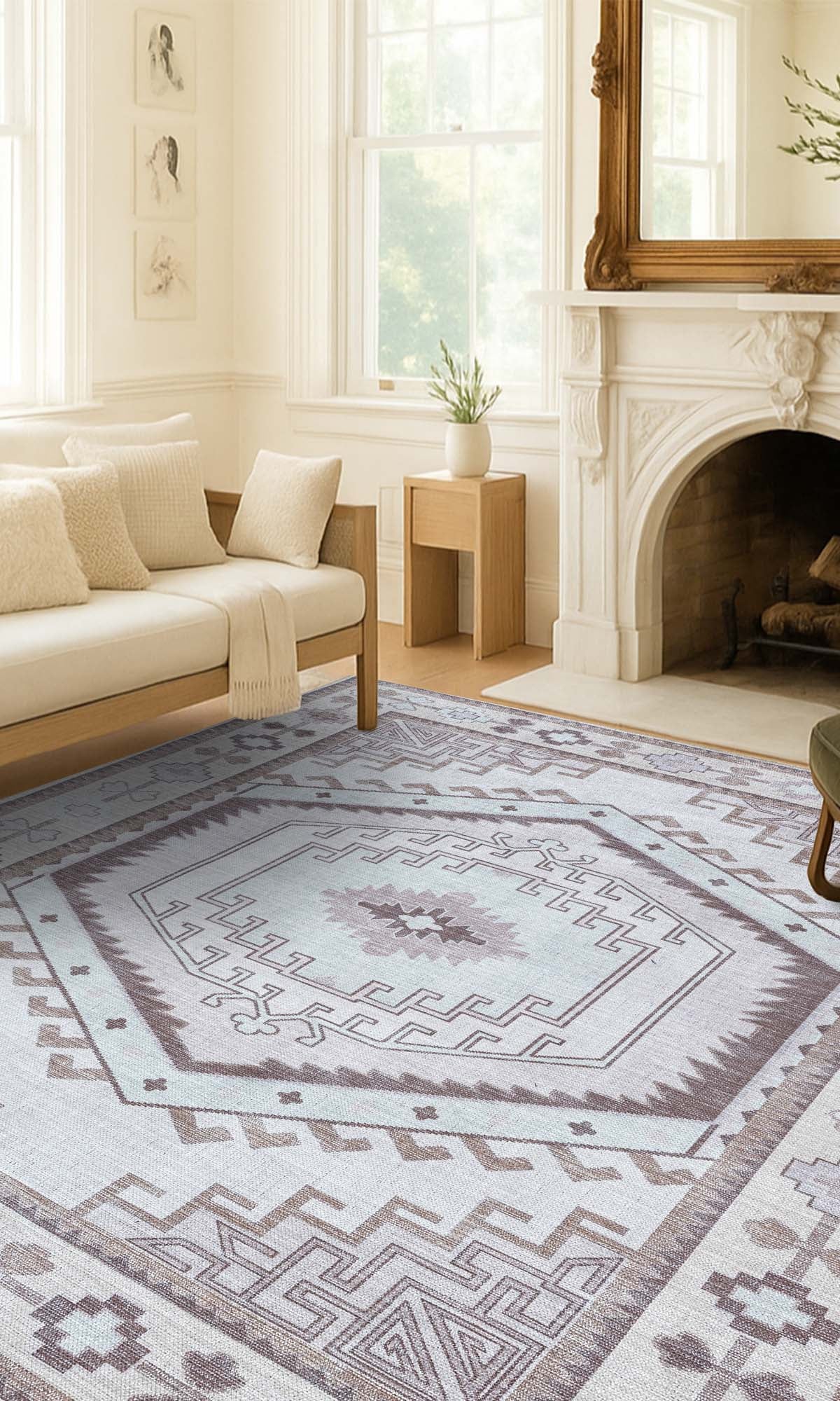 Raven Brown Cream Modern Turkish Rug