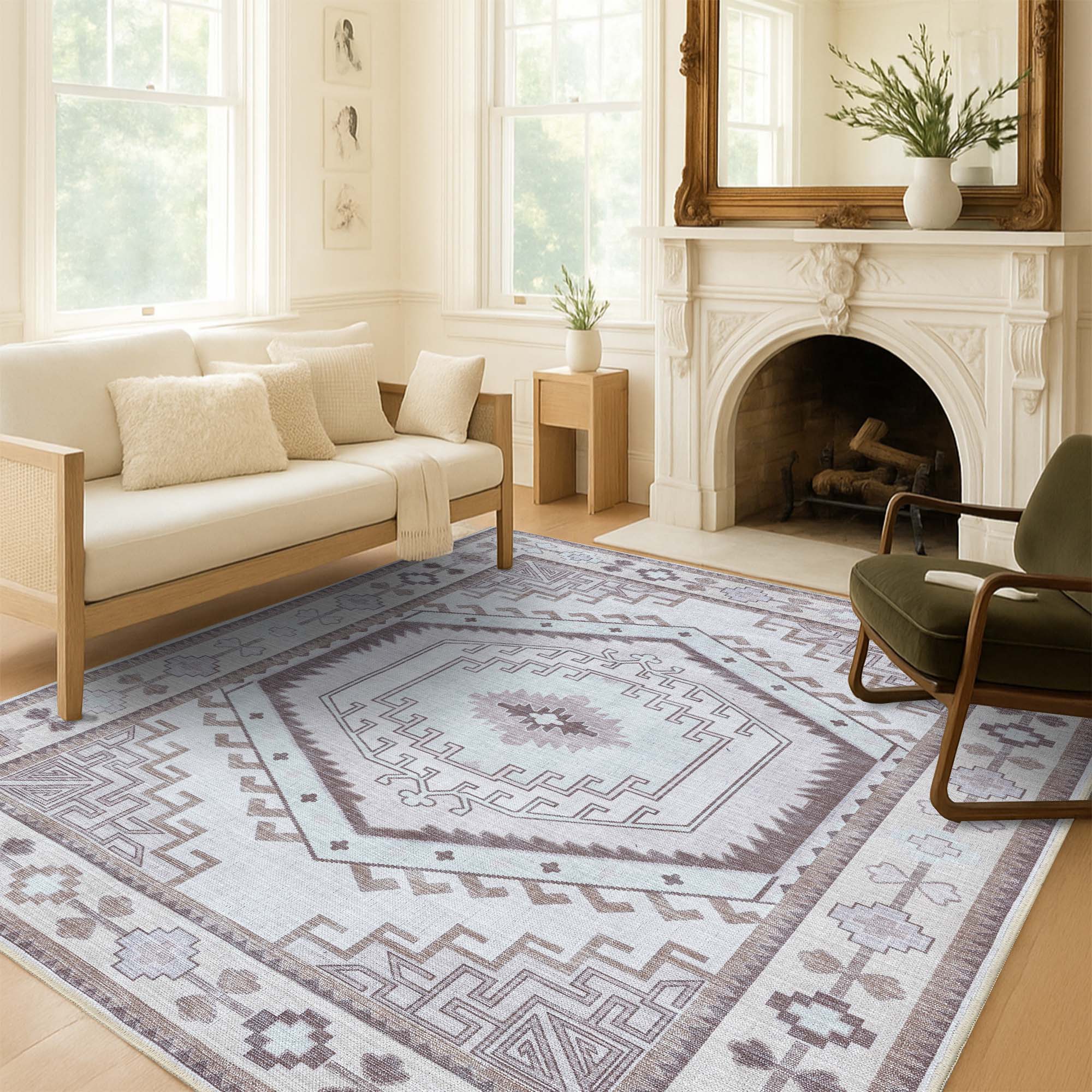 Raven Brown Cream Modern Turkish Rug