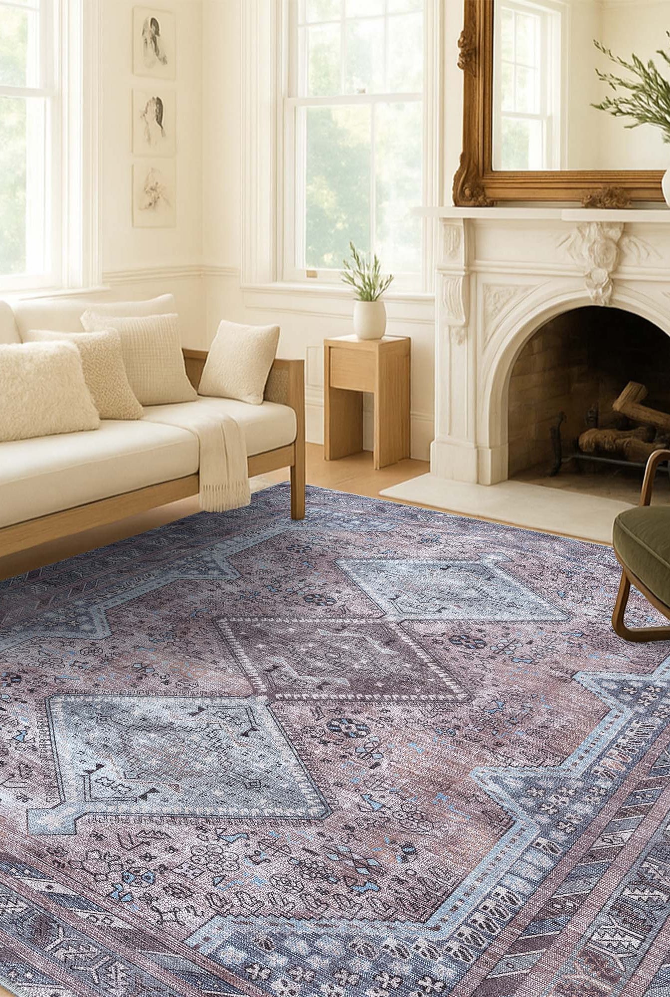 Imani Brown Off-White Modern Turkish Rug