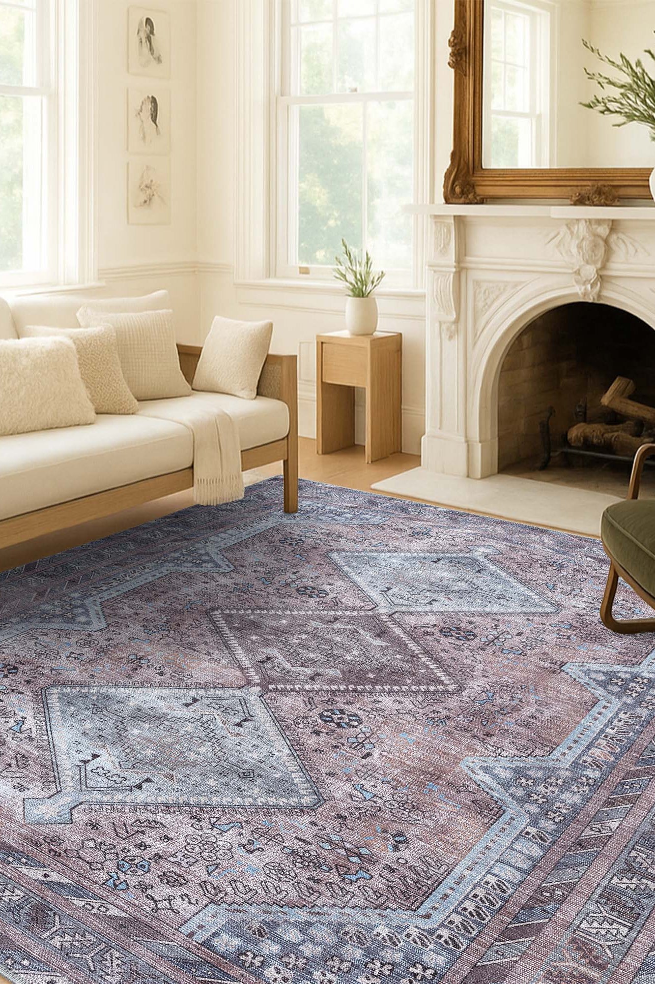 Imani Brown Off-White Modern Turkish Rug