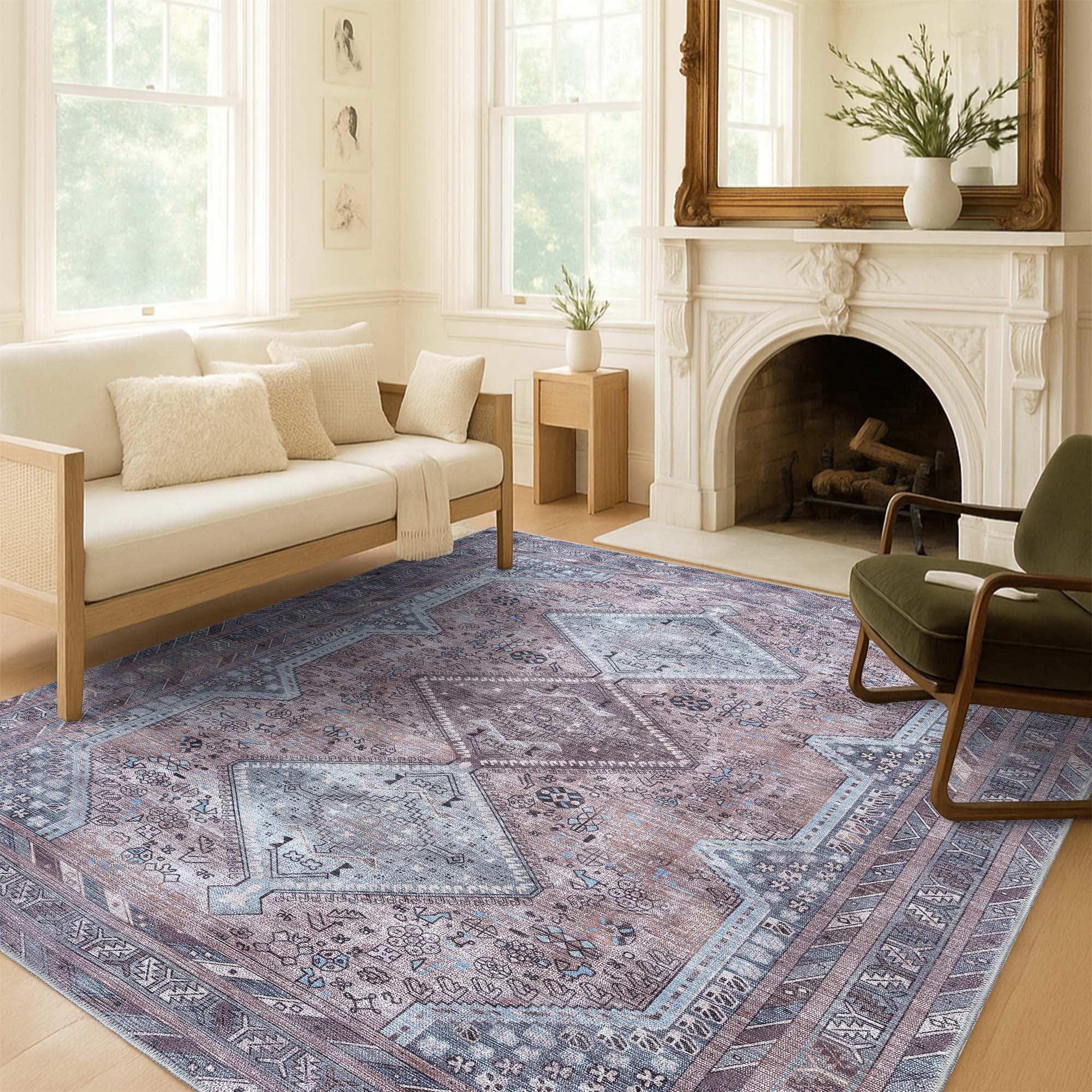 Imani Brown Off-White Modern Turkish Rug