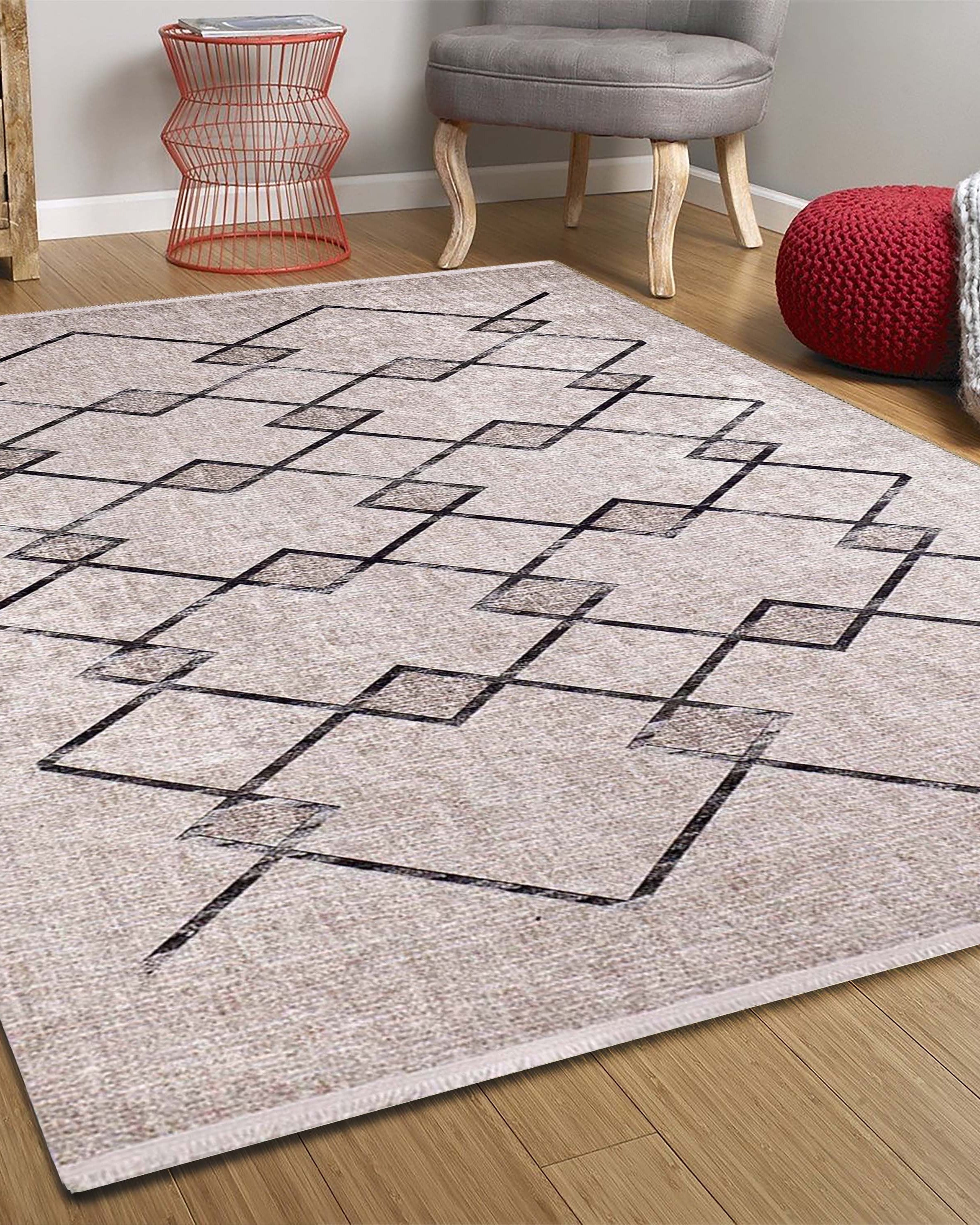Lora Turkish Boho Beige Geometric Rug