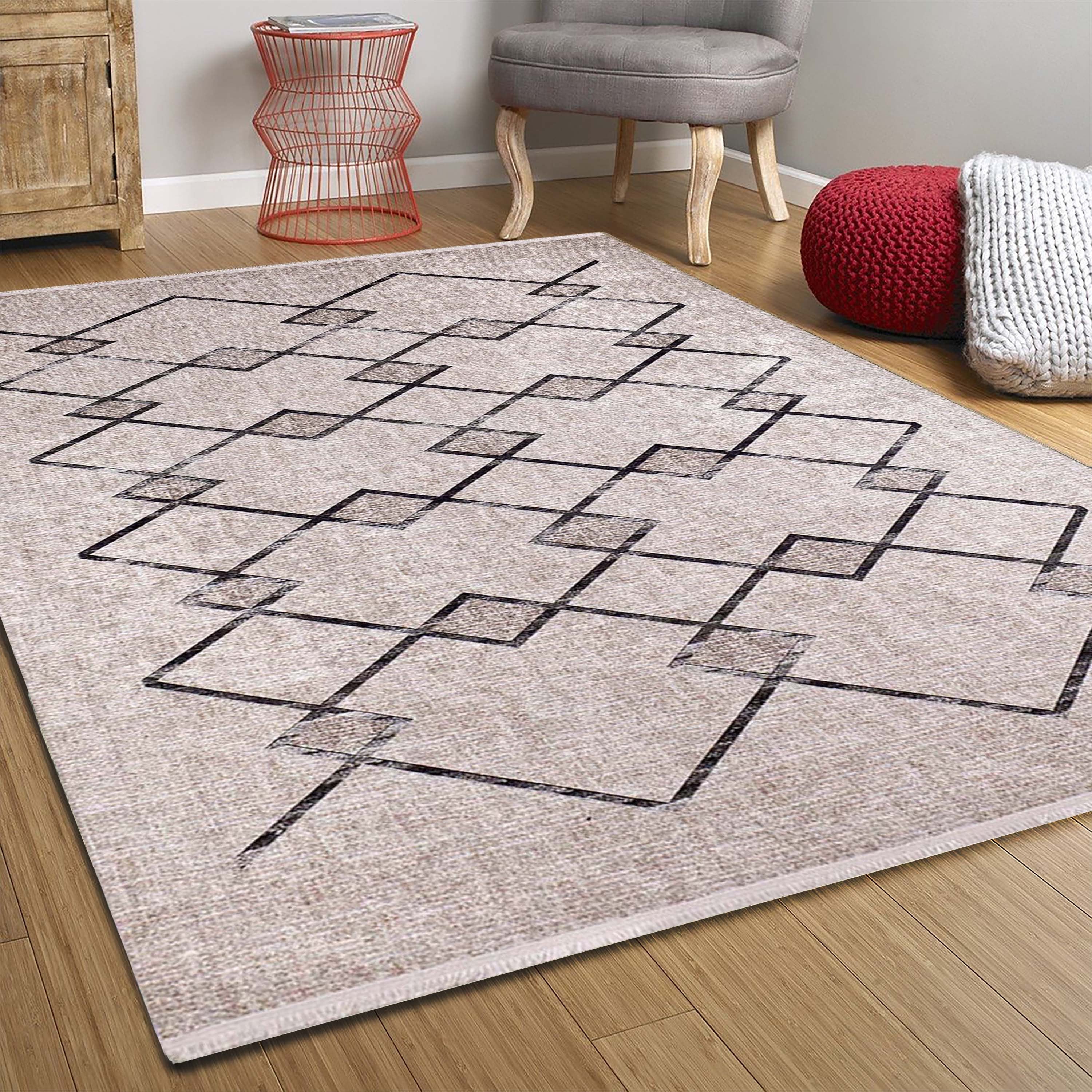 Lora Turkish Boho Beige Geometric Rug